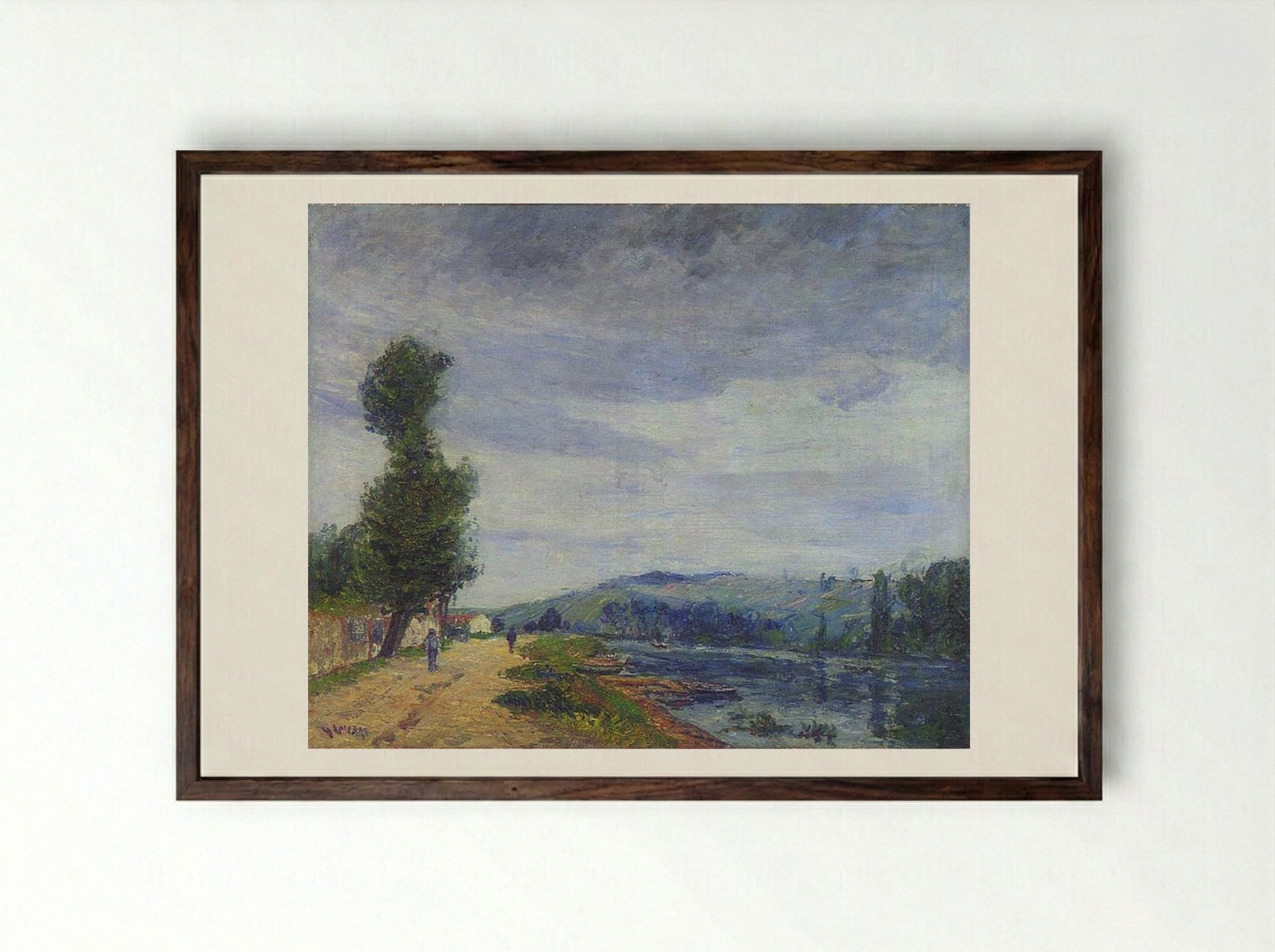 By the Seine, Stormy Weather - Gustave Loiseau - Framed Print Dark Wood