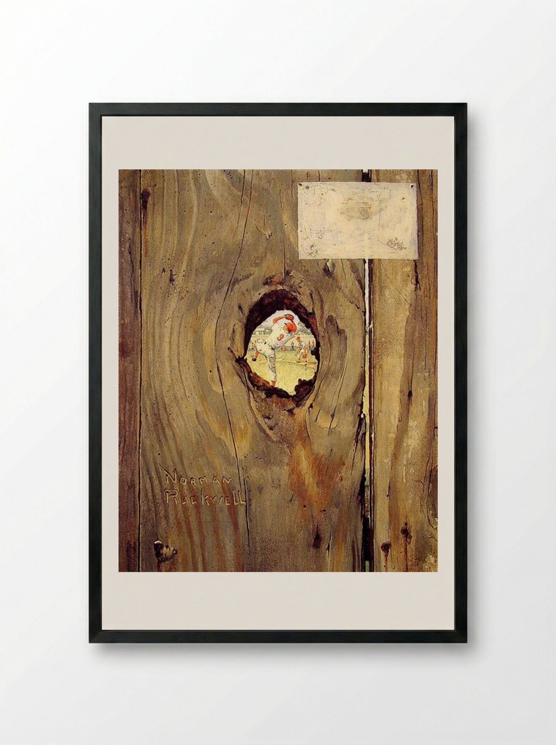 The Peephole - Norman Rockwell - Framed Print Black