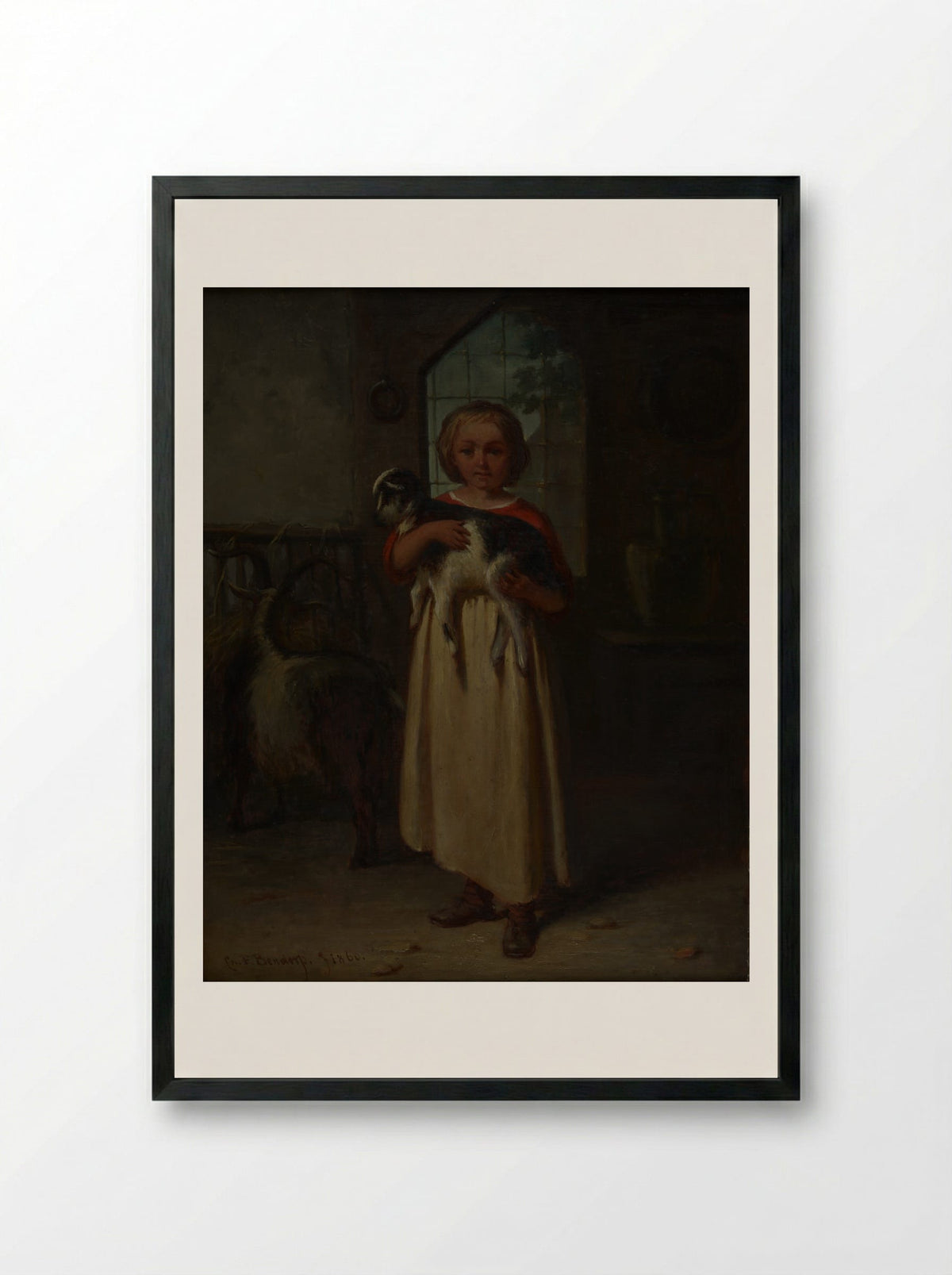 Girl with a Kid - Carel Frederik Bendorp (I) - Framed Print Black