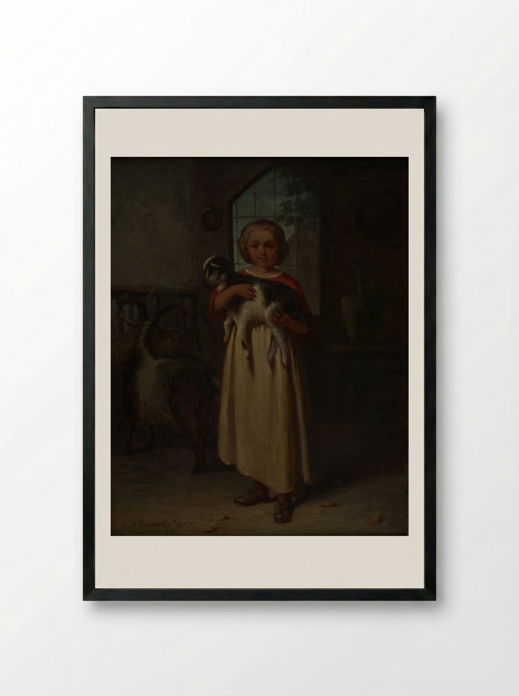 Girl with a Kid - Carel Frederik Bendorp (I) - Framed Print Black