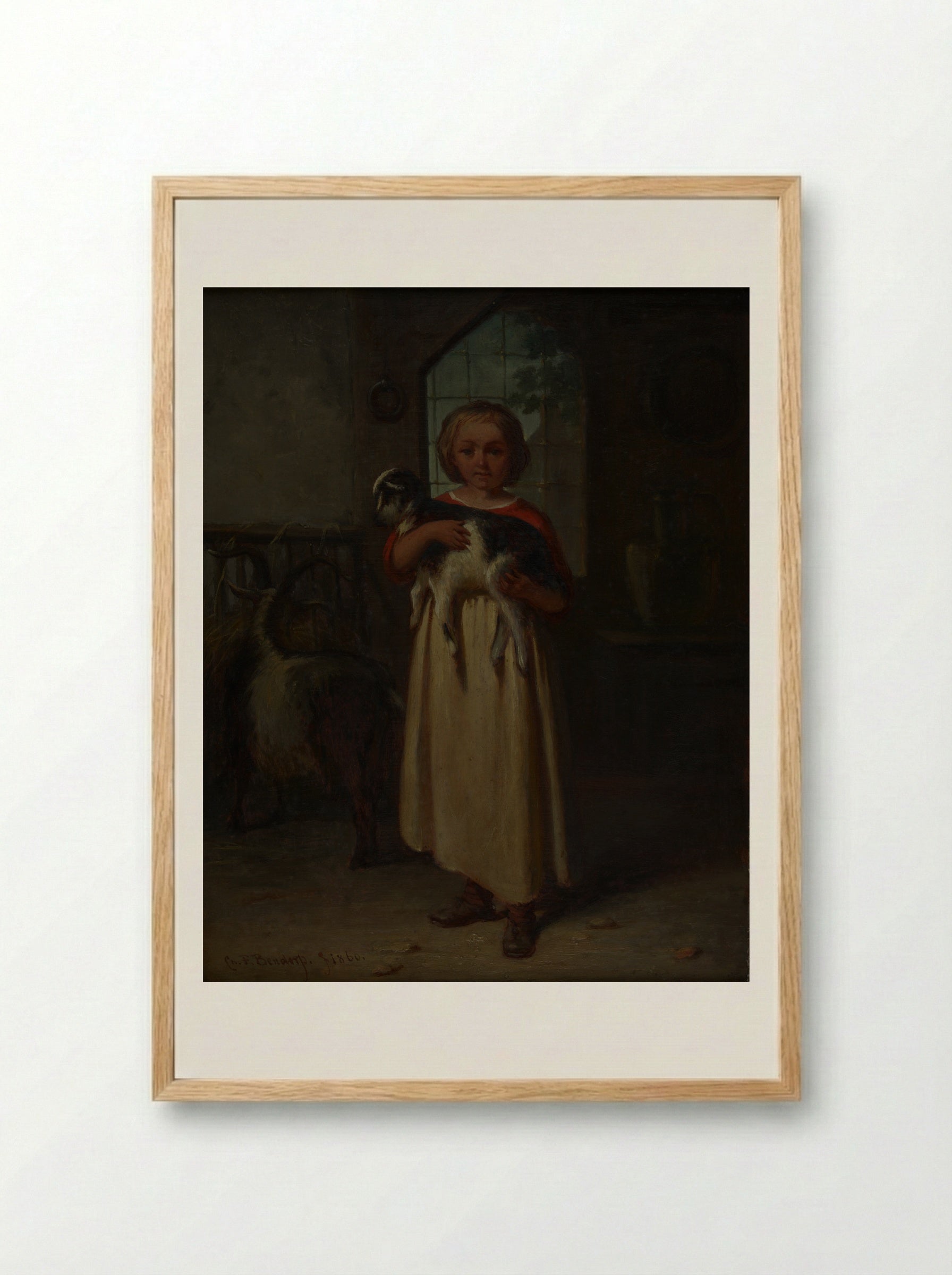 Girl with a Kid - Carel Frederik Bendorp (I) - Framed Print Wood