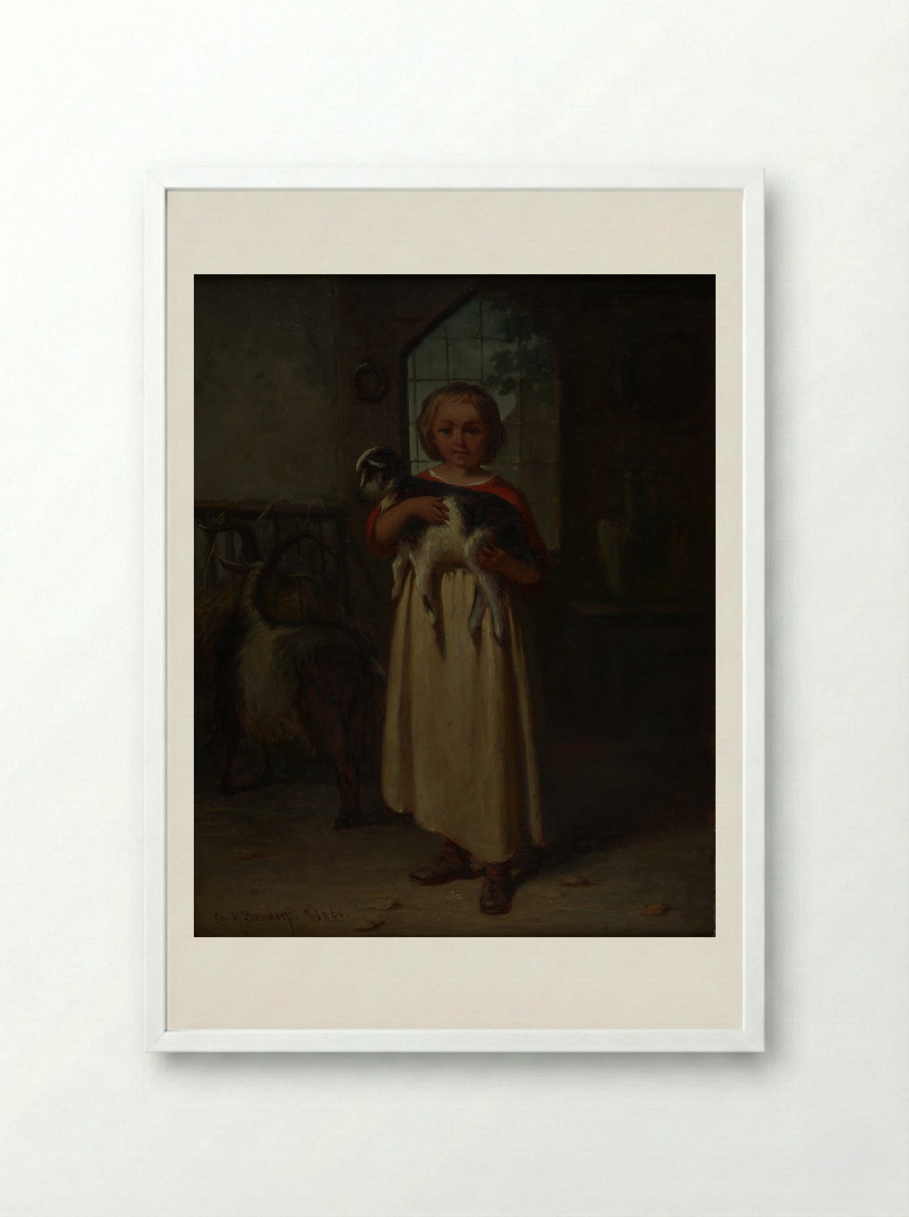 Girl with a Kid - Carel Frederik Bendorp (I) - Framed Print White