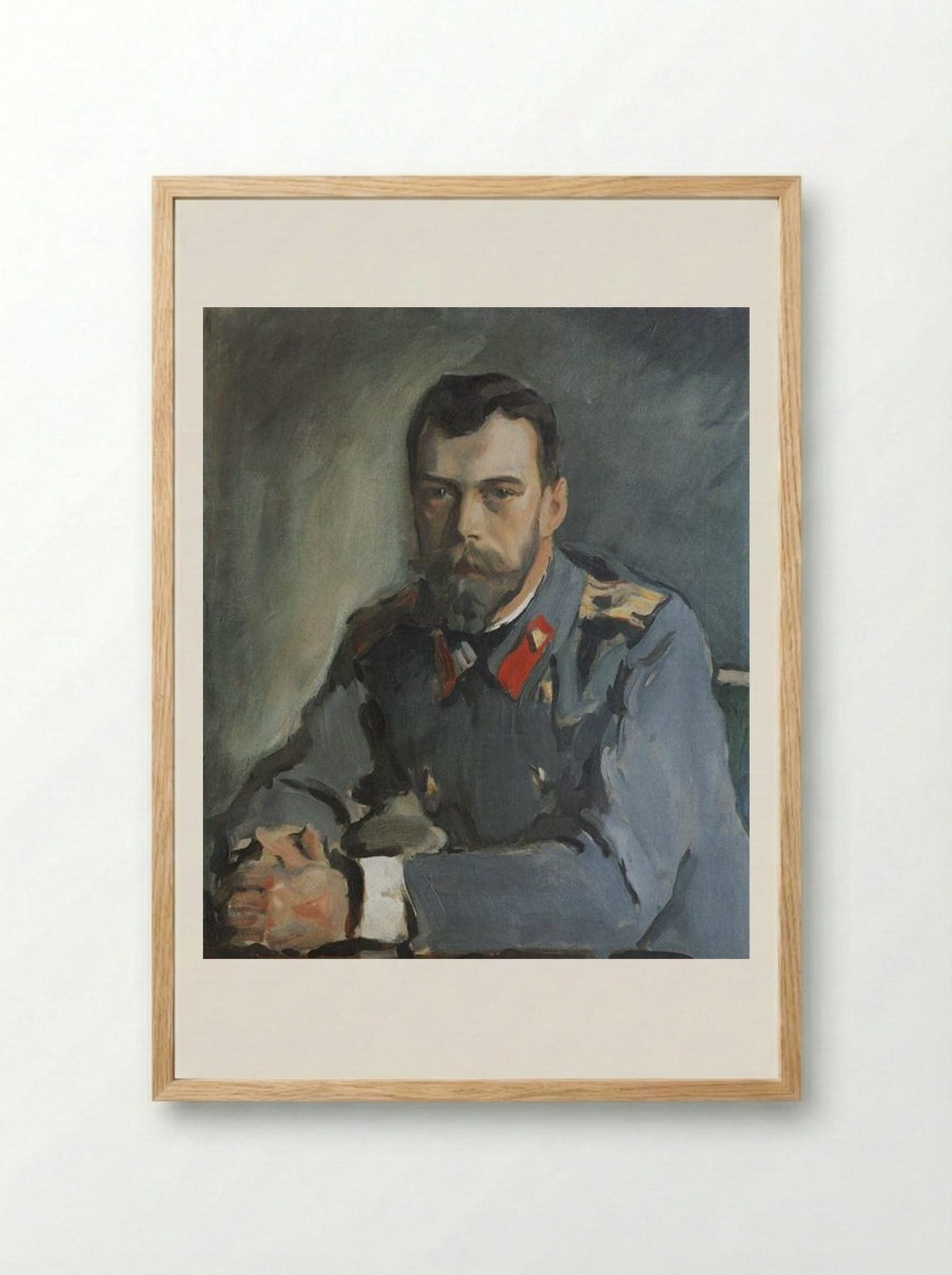 Portrait of Emperor Nicholas II - Valentin Serov - Framed Print Wood