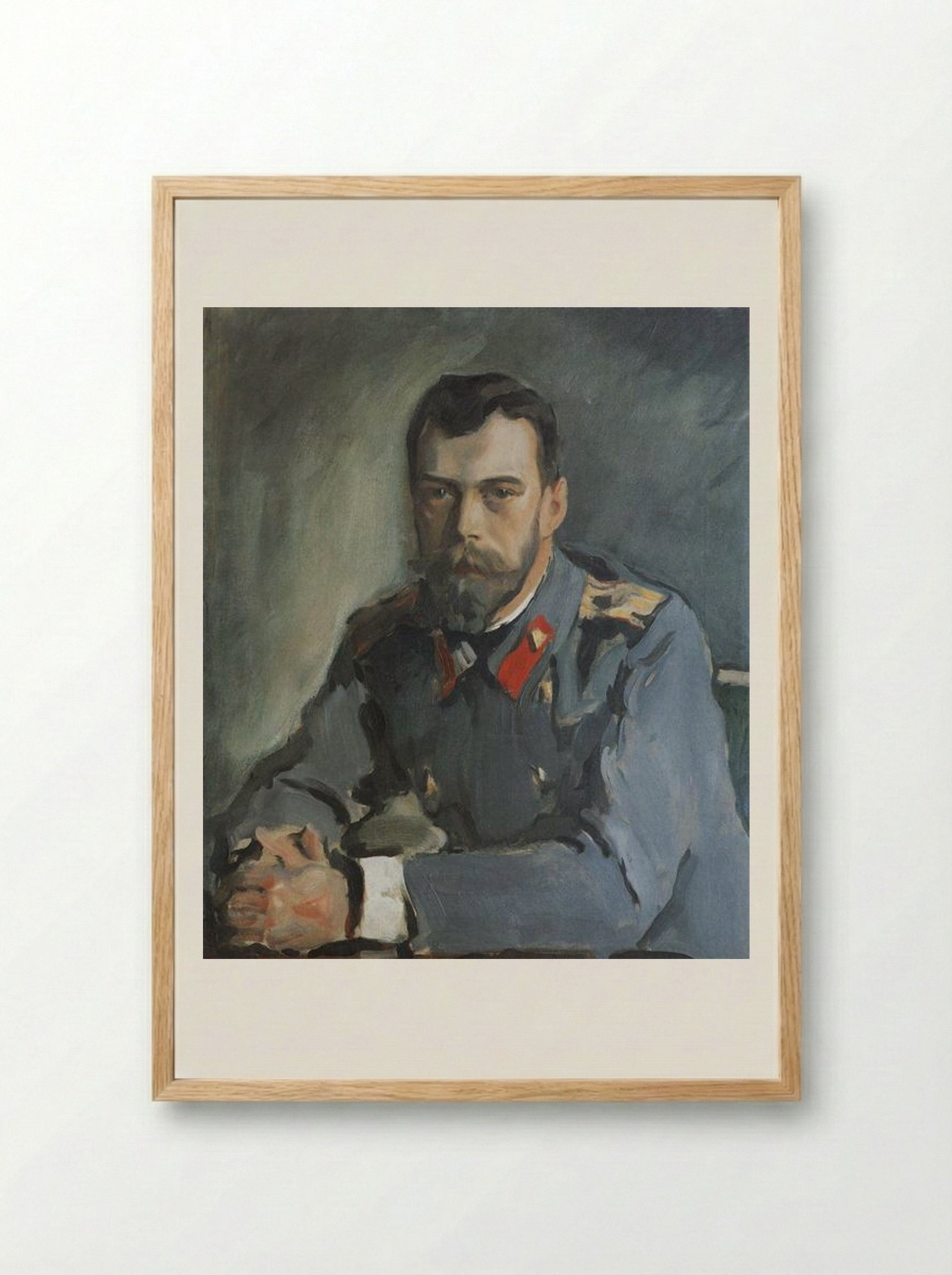 Portrait of Emperor Nicholas II - Valentin Serov - Framed Print Wood