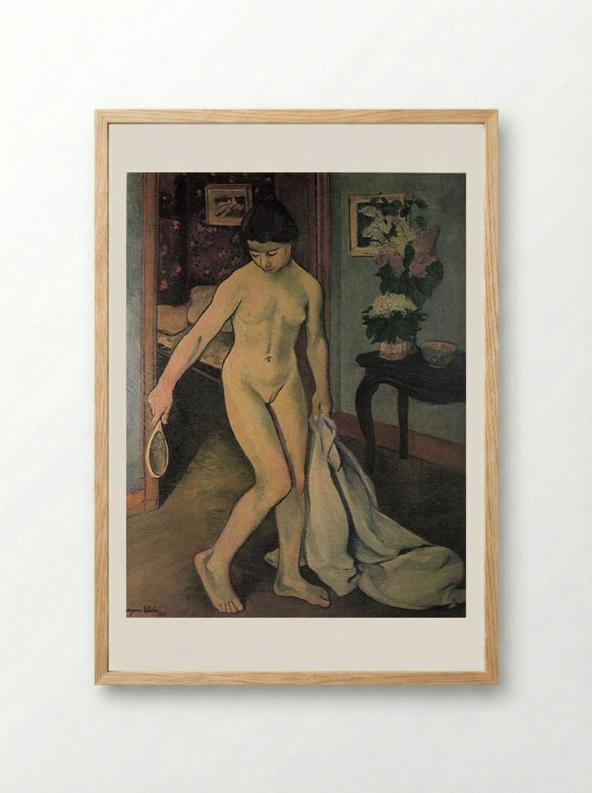 Nude at the Mirror - Suzanne Valadon - Framed Print Wood