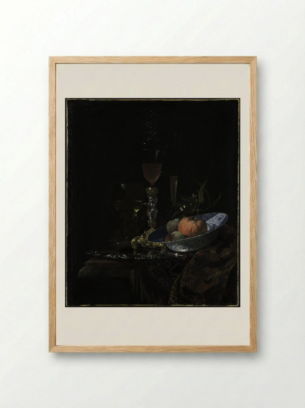 Still-Life with Chinese Porcelain Bowl - Willem Kalf - Framed Print Wood