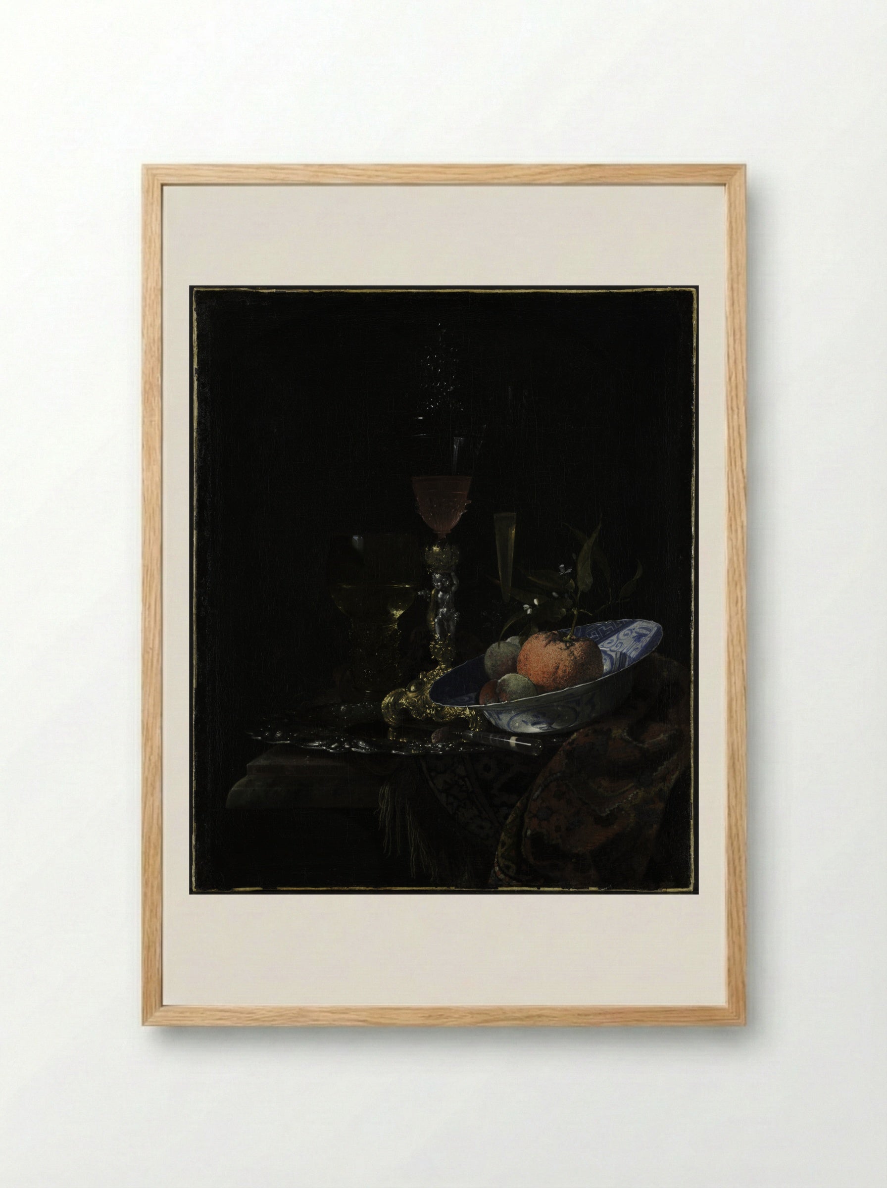 Still-Life with Chinese Porcelain Bowl - Willem Kalf - Framed Print Wood