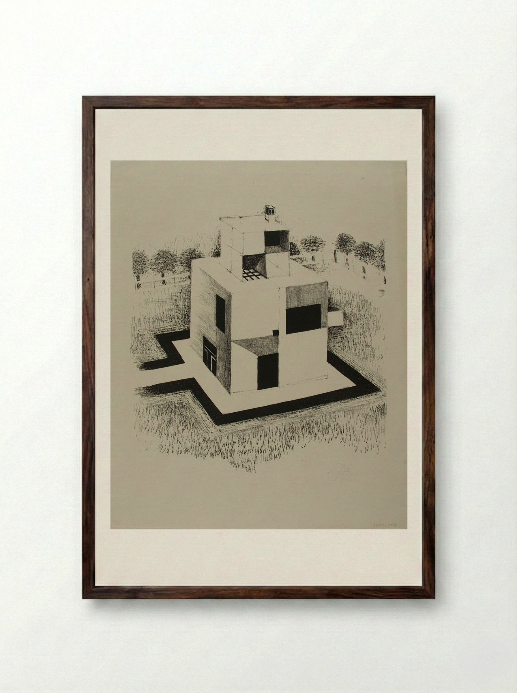 House of the White Man - Johannes Itten - Framed Print Dark Wood