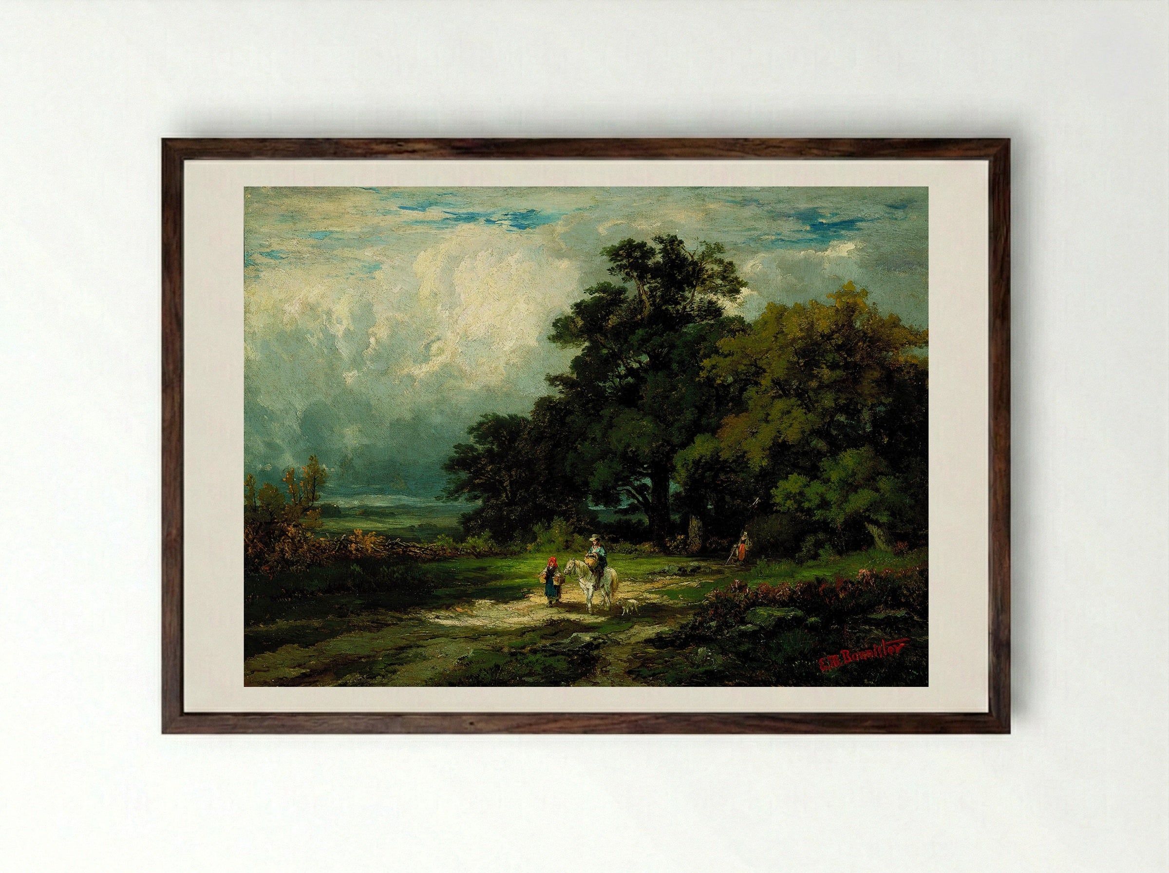 Man on a Horse - Edward Mitchell Bannister - Framed Print Dark Wood