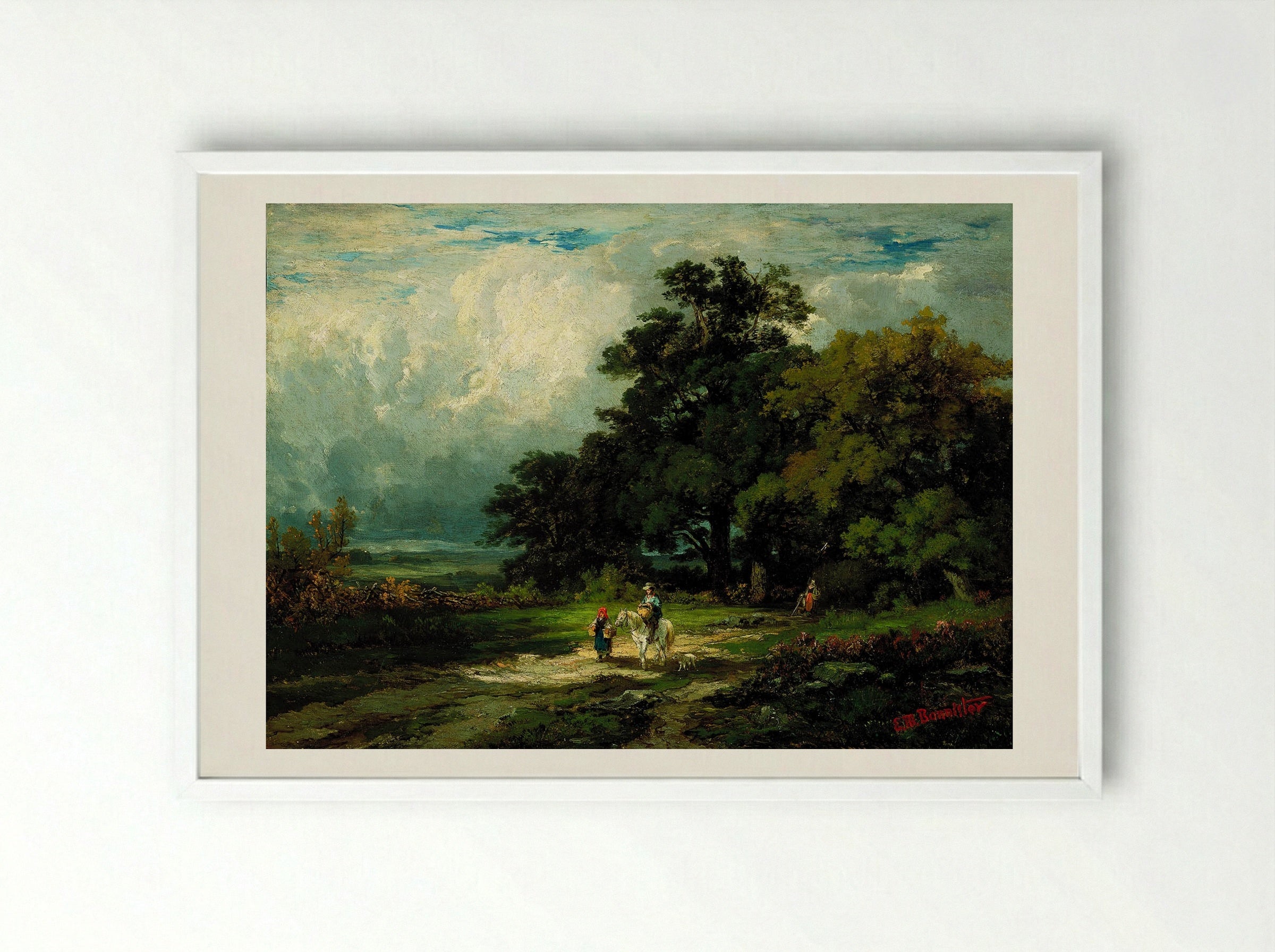 Man on a Horse - Edward Mitchell Bannister - Framed Print White