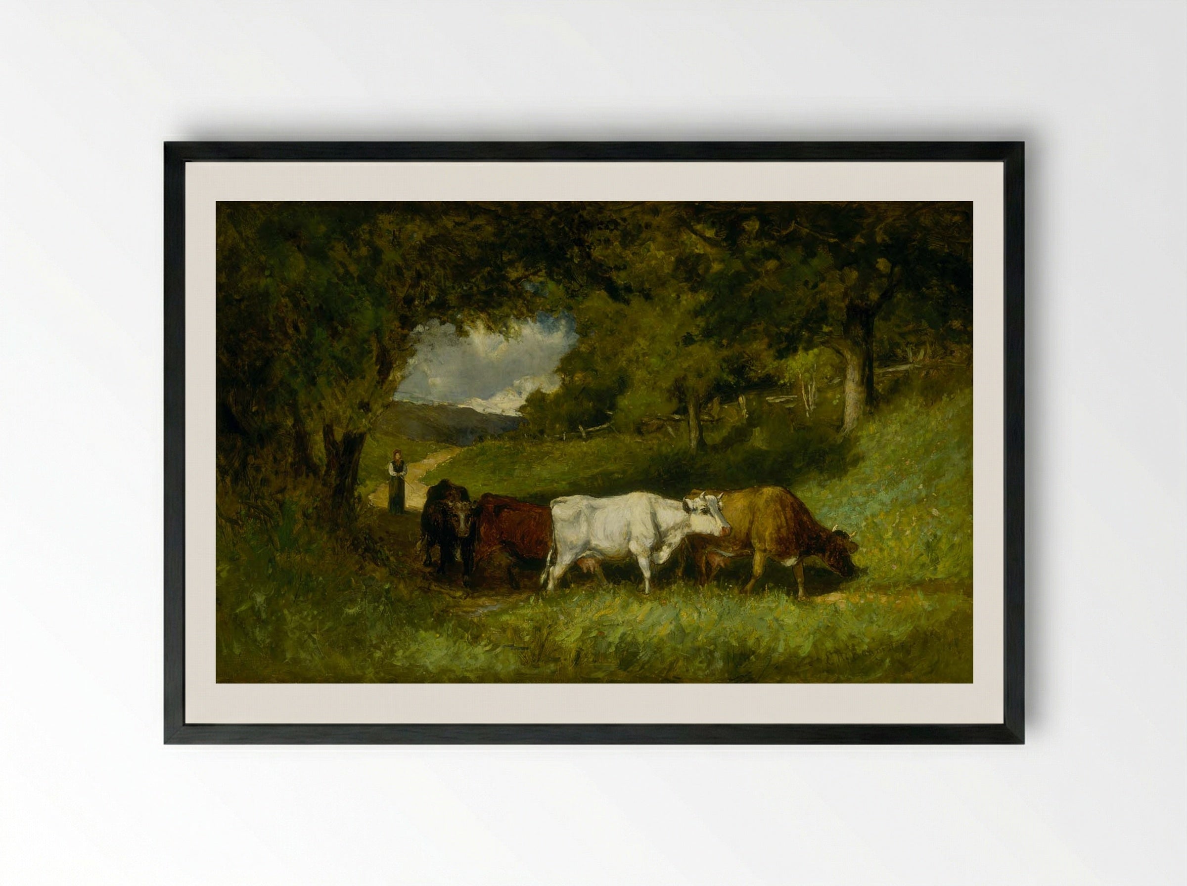 Driving Home the Cows - Edward Mitchell Bannister - Framed Print Black