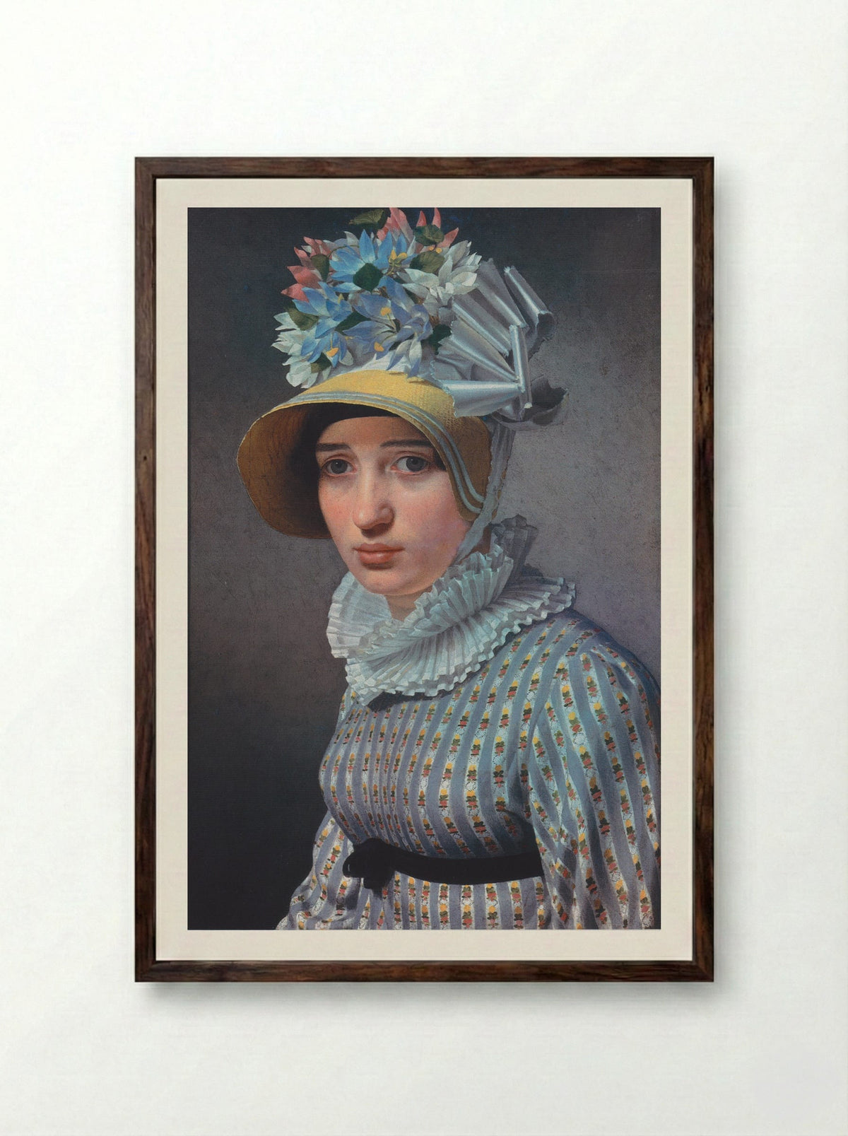 Portrait of Anna Maria Magnani - Christoffer Wilhelm Eckersberg - Framed Print Dark Wood