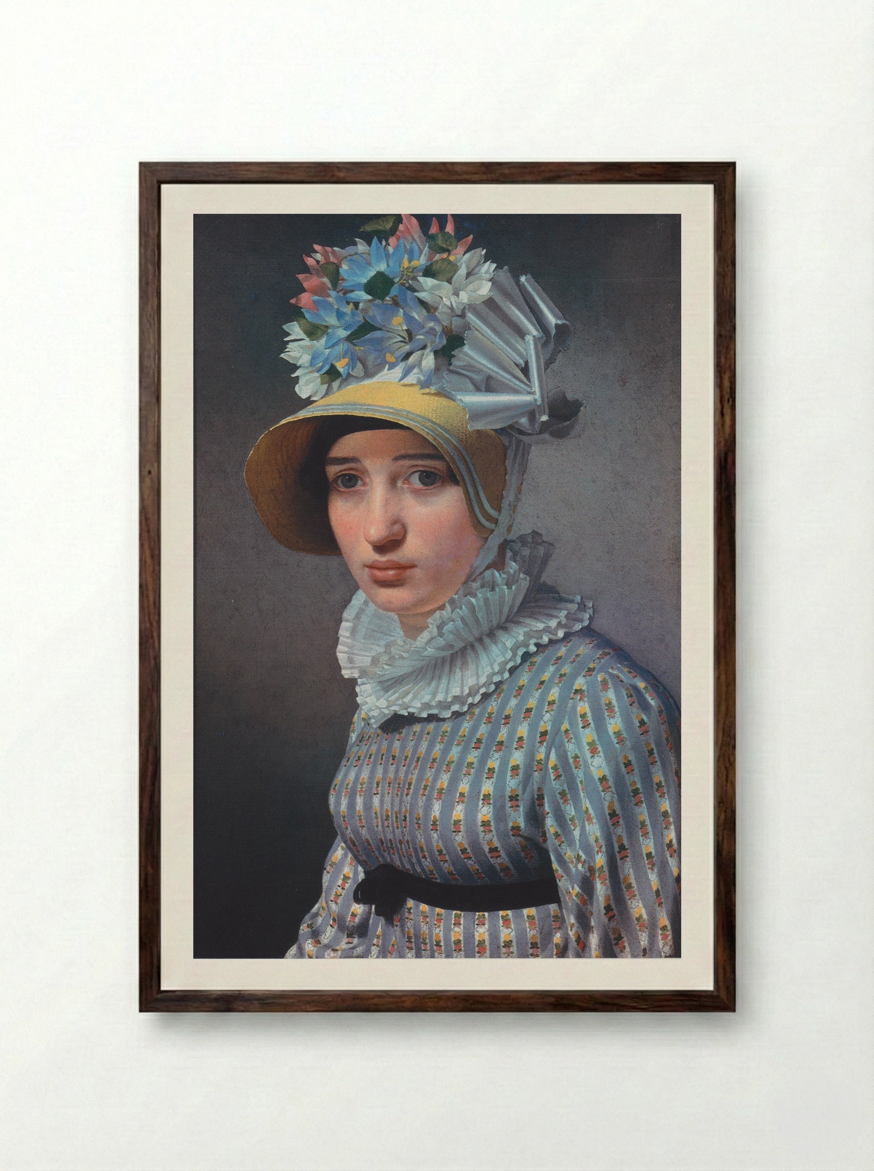 Portrait of Anna Maria Magnani - Christoffer Wilhelm Eckersberg - Framed Print Dark Wood