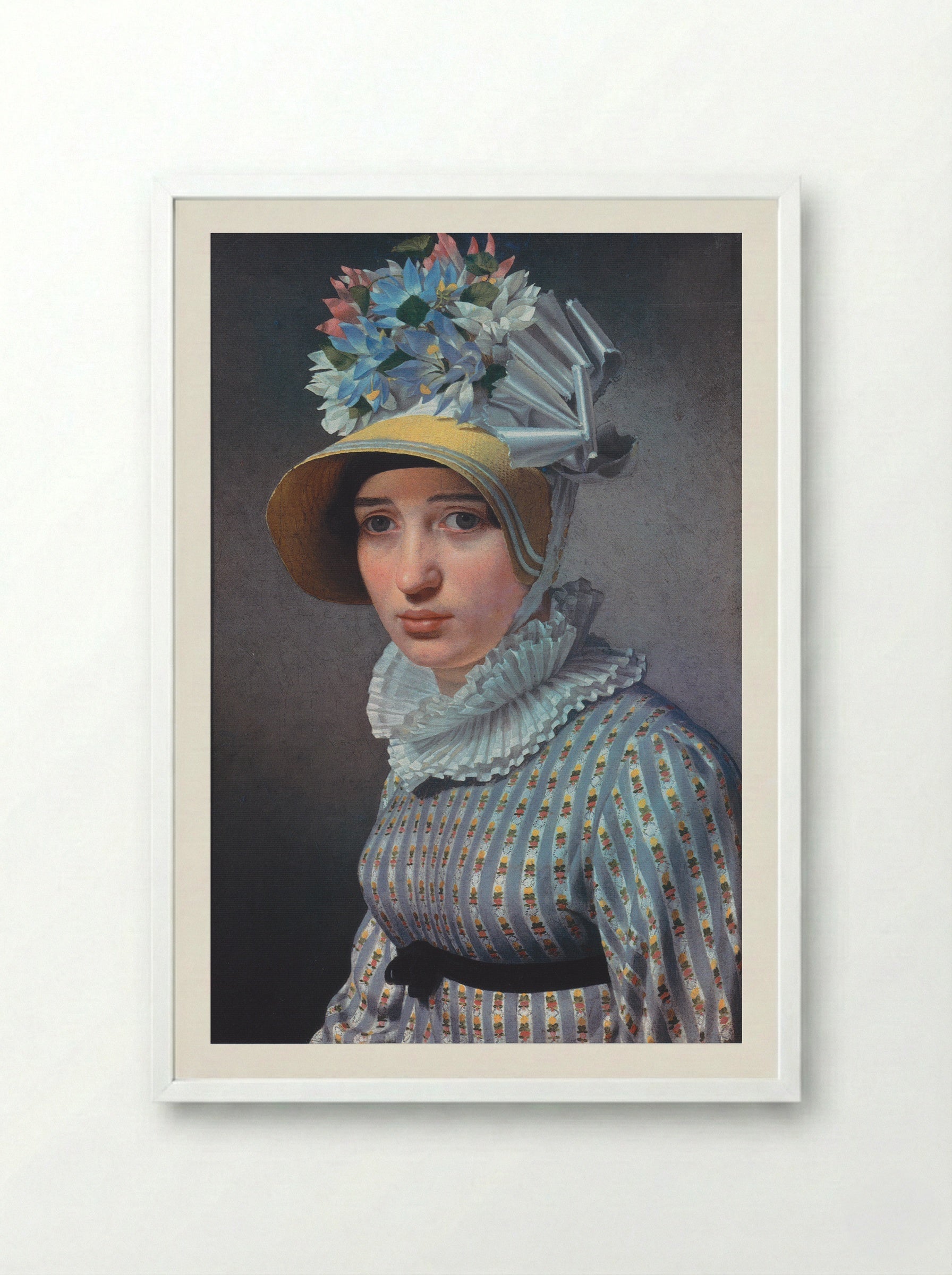Portrait of Anna Maria Magnani - Christoffer Wilhelm Eckersberg - Framed Print White