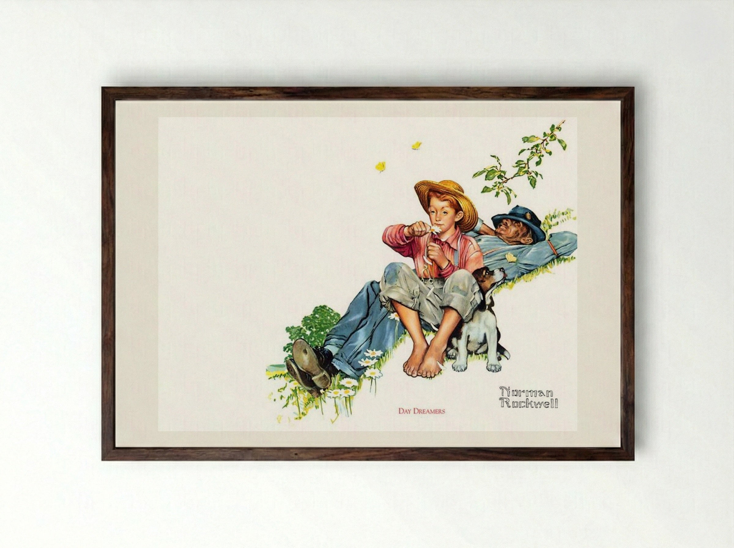 Day Dreamers - Norman Rockwell - Framed Print Dark Wood