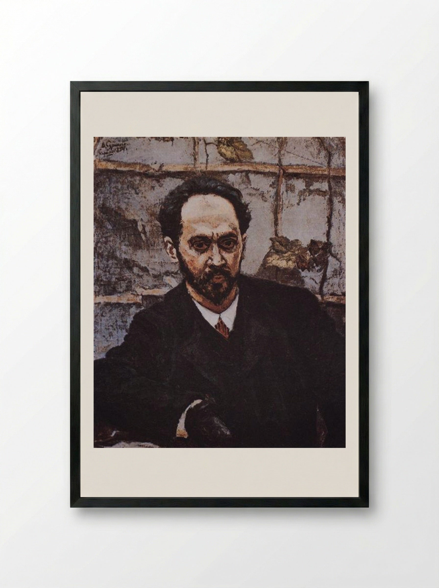 Portrait of I. E. Krachkovsky - Vasily Surikov - Framed Print Black