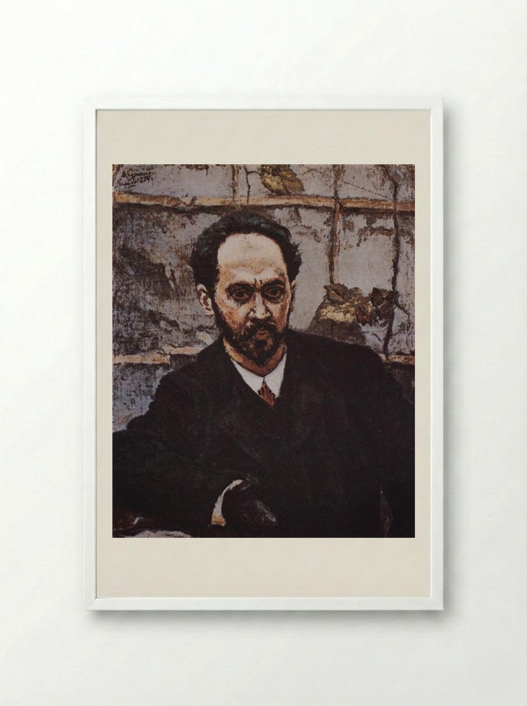 Portrait of I. E. Krachkovsky - Vasily Surikov - Framed Print White