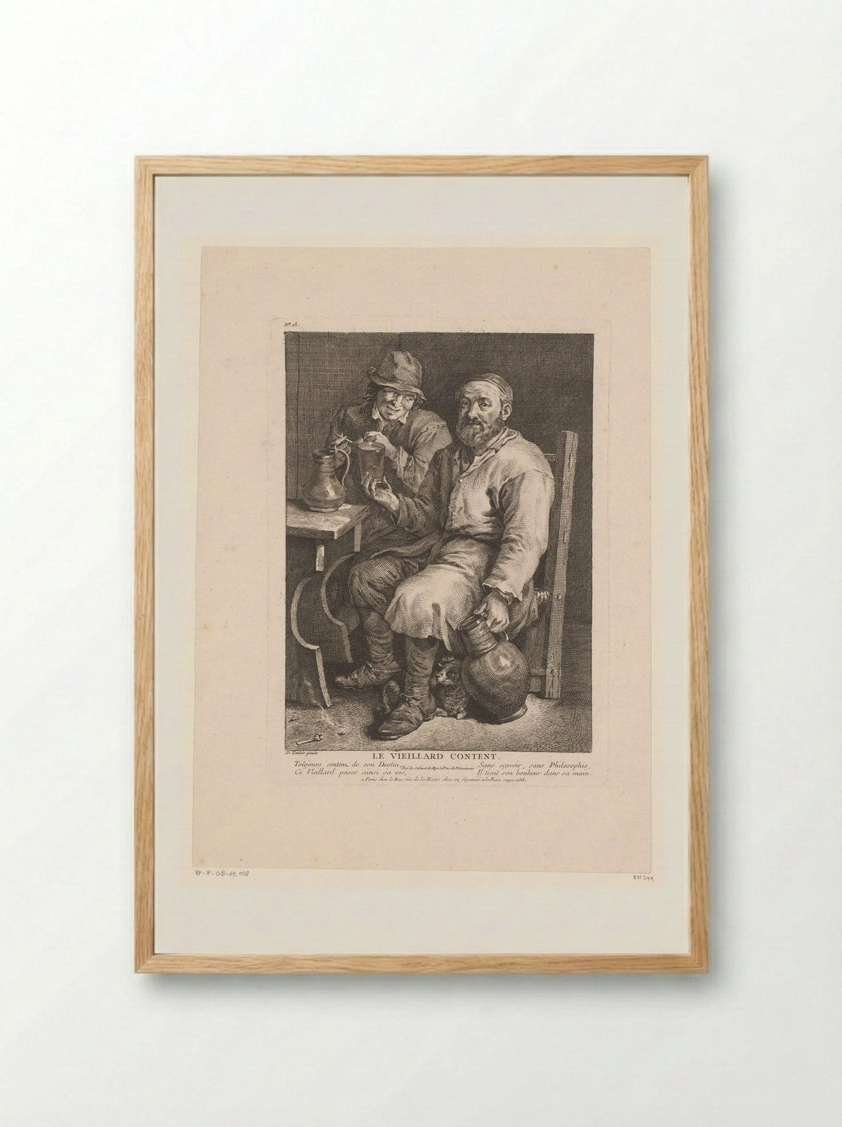 Le Vieillard Content - Jacques-Philippe Le Bas - Framed Print Wood