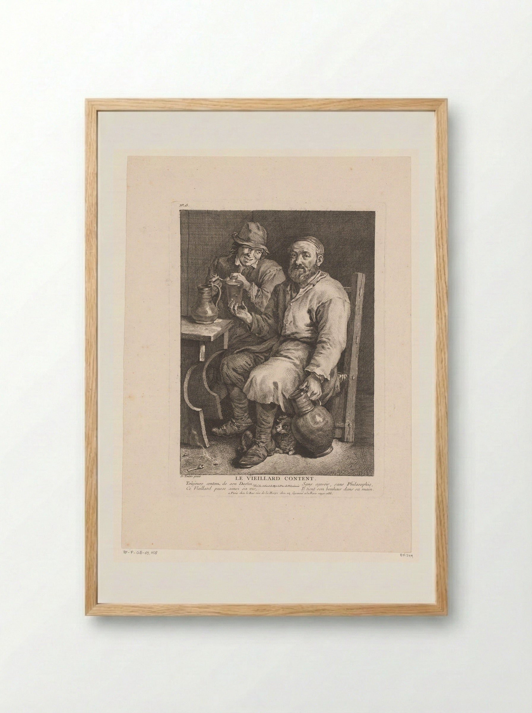 Le Vieillard Content - Jacques-Philippe Le Bas - Framed Print Wood