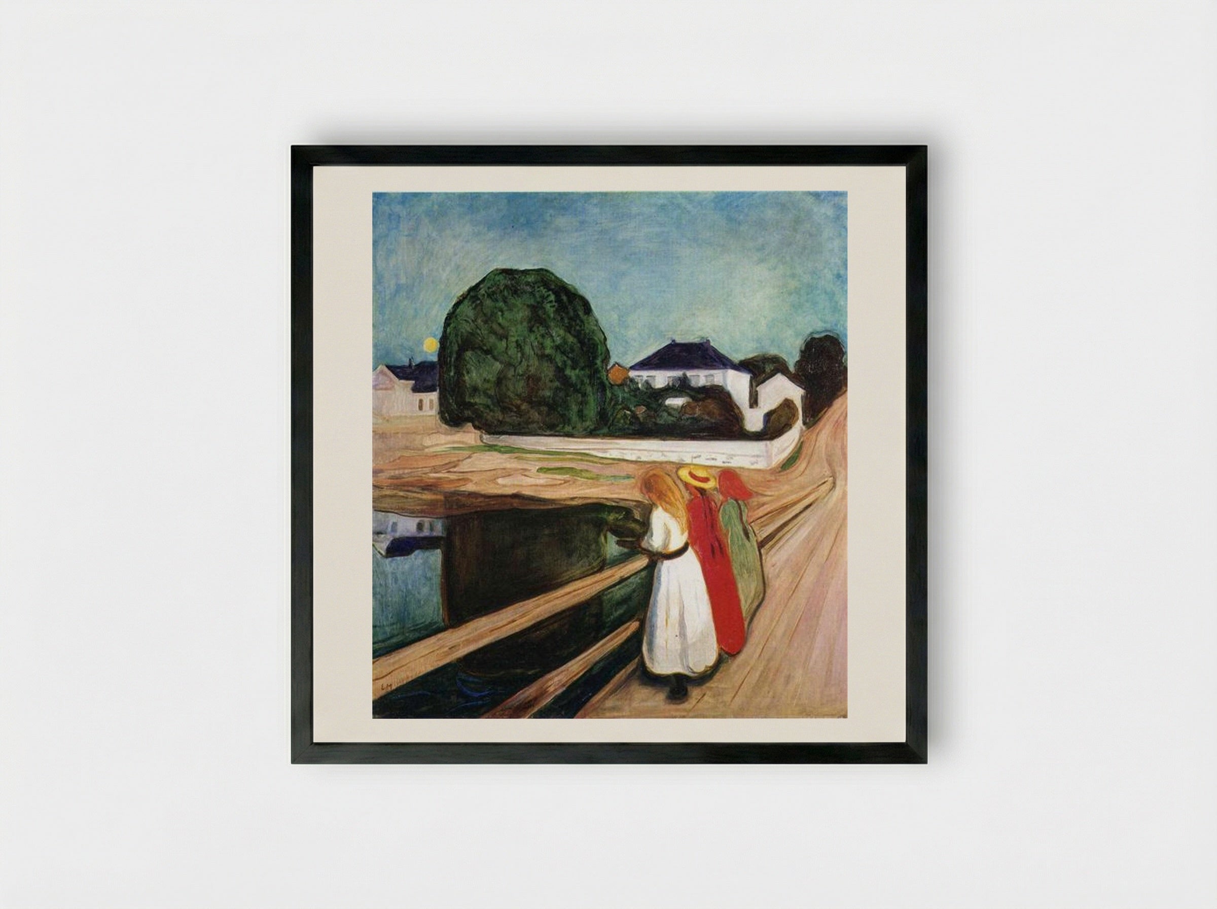 The Girls on the Bridge - Edvard Munch - Framed Print Black