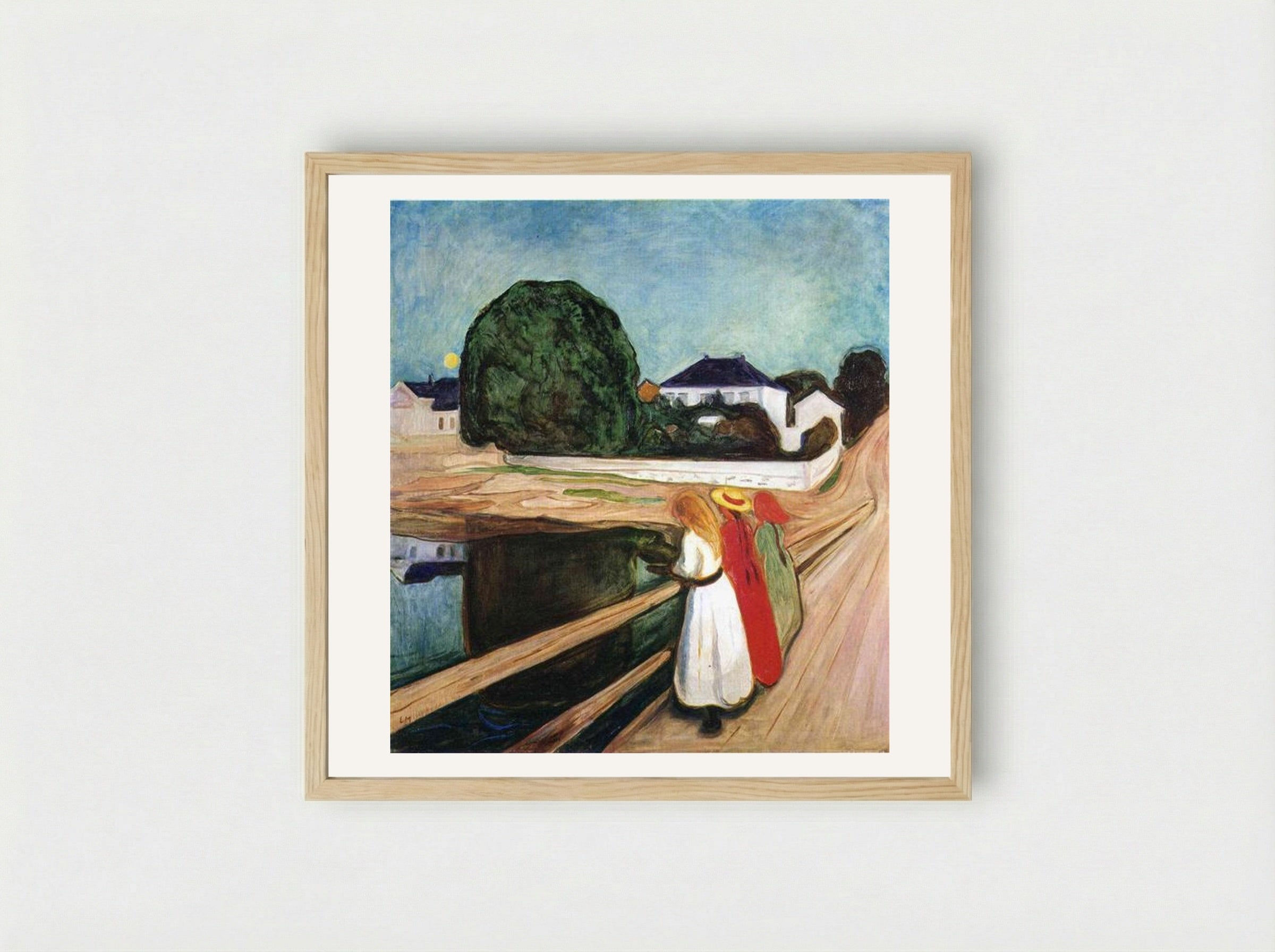 The Girls on the Bridge - Edvard Munch - Framed Print Wood