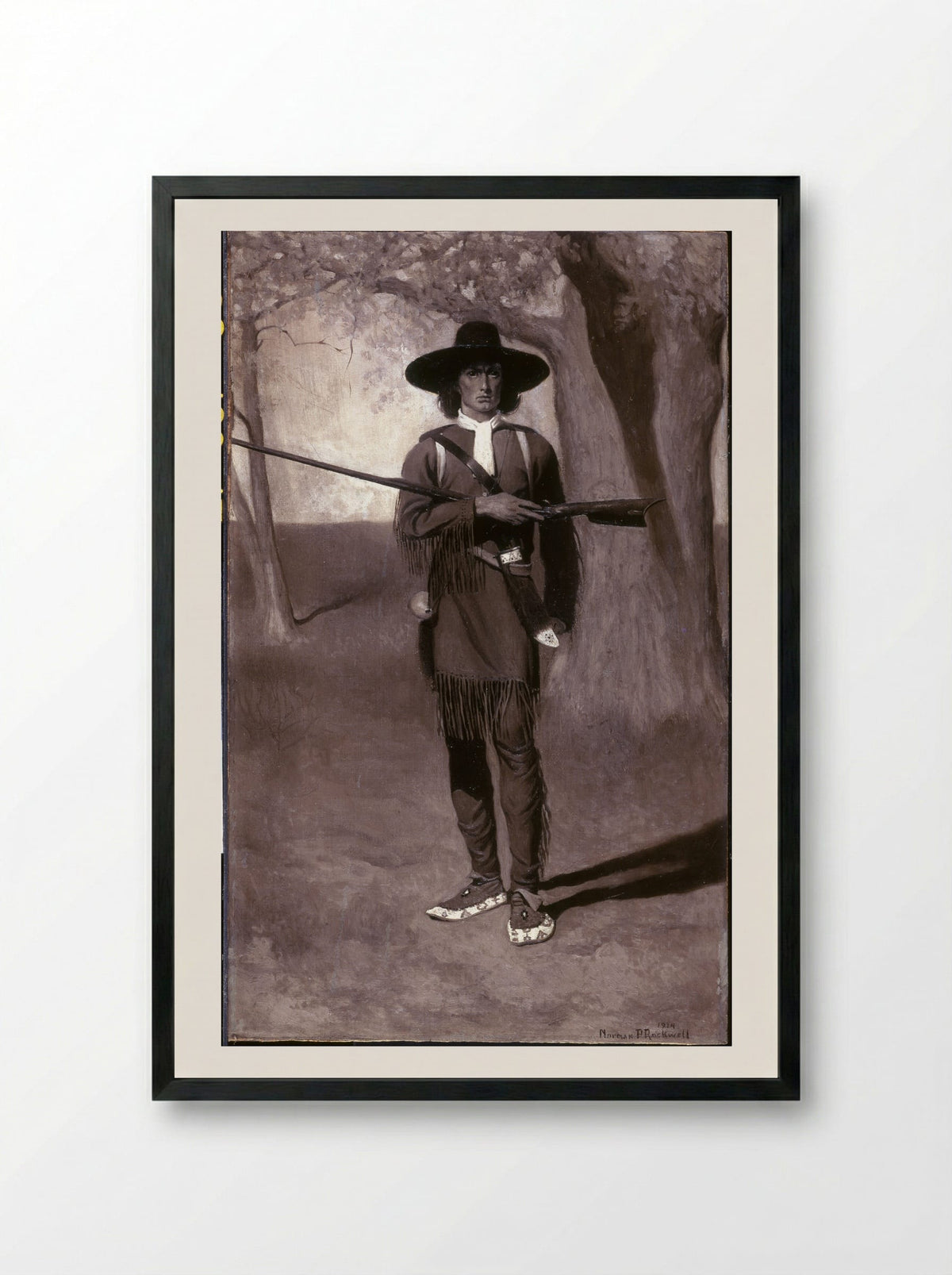 Scouting with Daniel Boone - Norman Rockwell - Framed Print Black