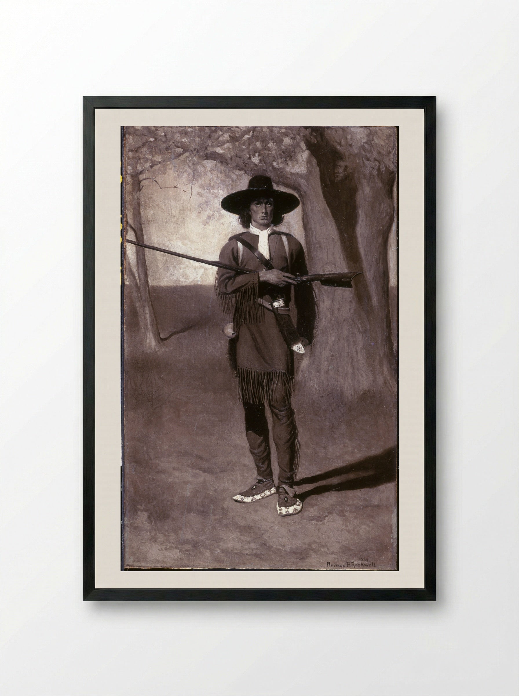 Scouting with Daniel Boone - Norman Rockwell - Framed Print Black