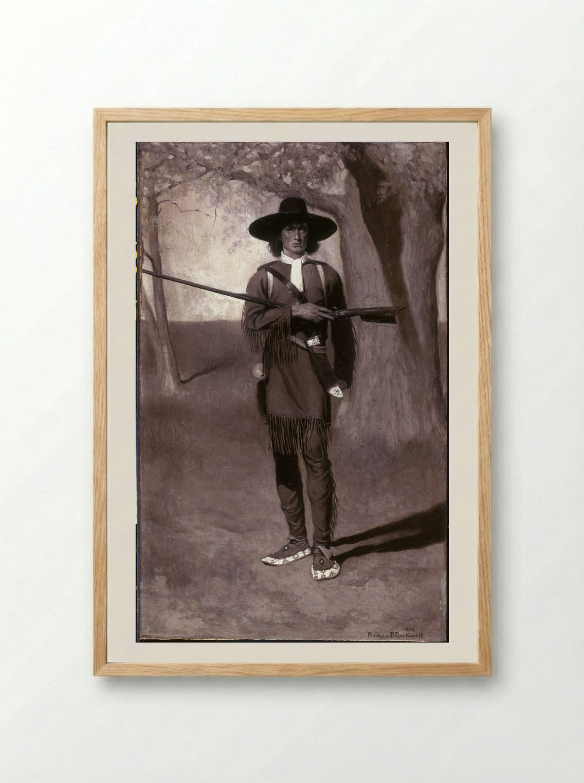 Scouting with Daniel Boone - Norman Rockwell - Framed Print Wood