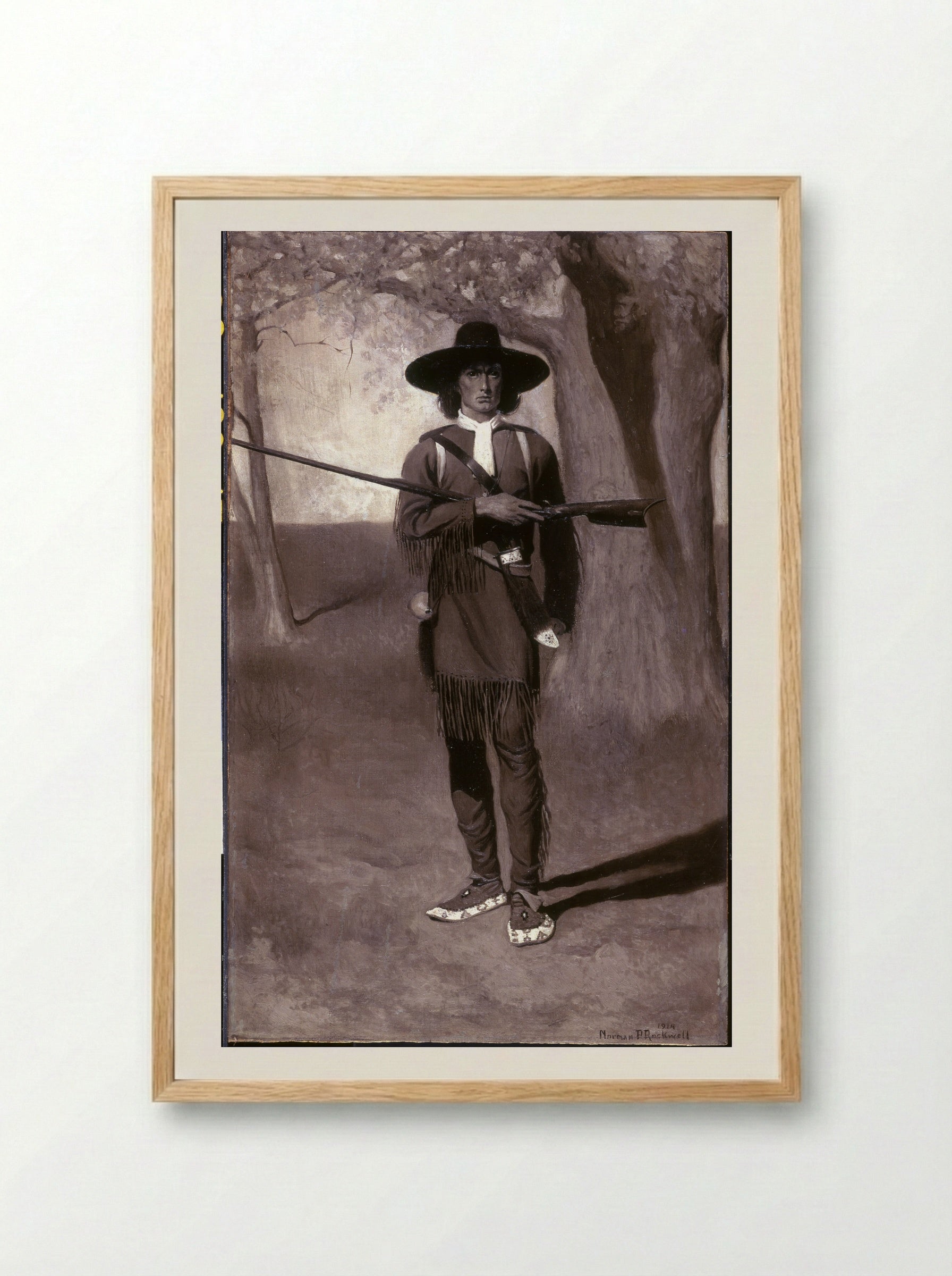 Scouting with Daniel Boone - Norman Rockwell - Framed Print Wood