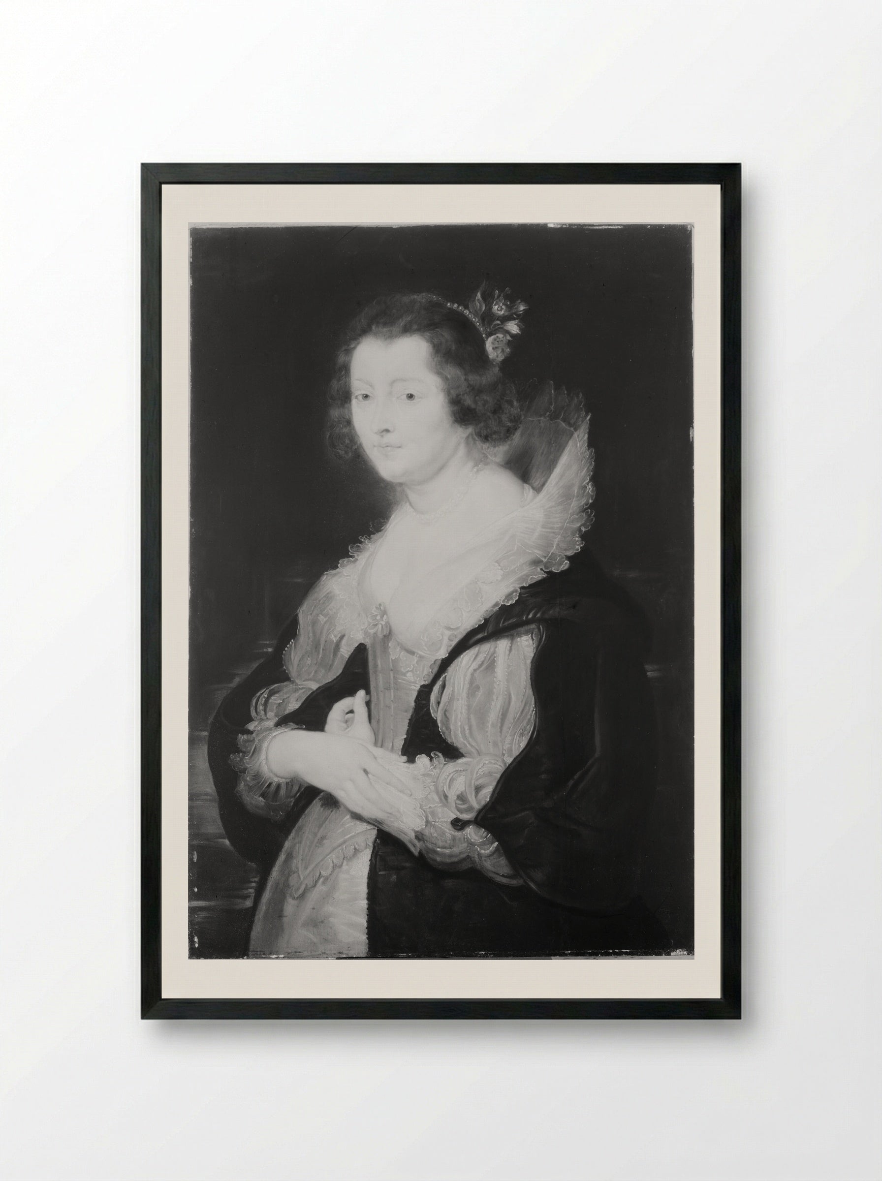 Portrait of a Lady (probably Helene Fourment) - Peter Paul Rubens - Framed Print Black