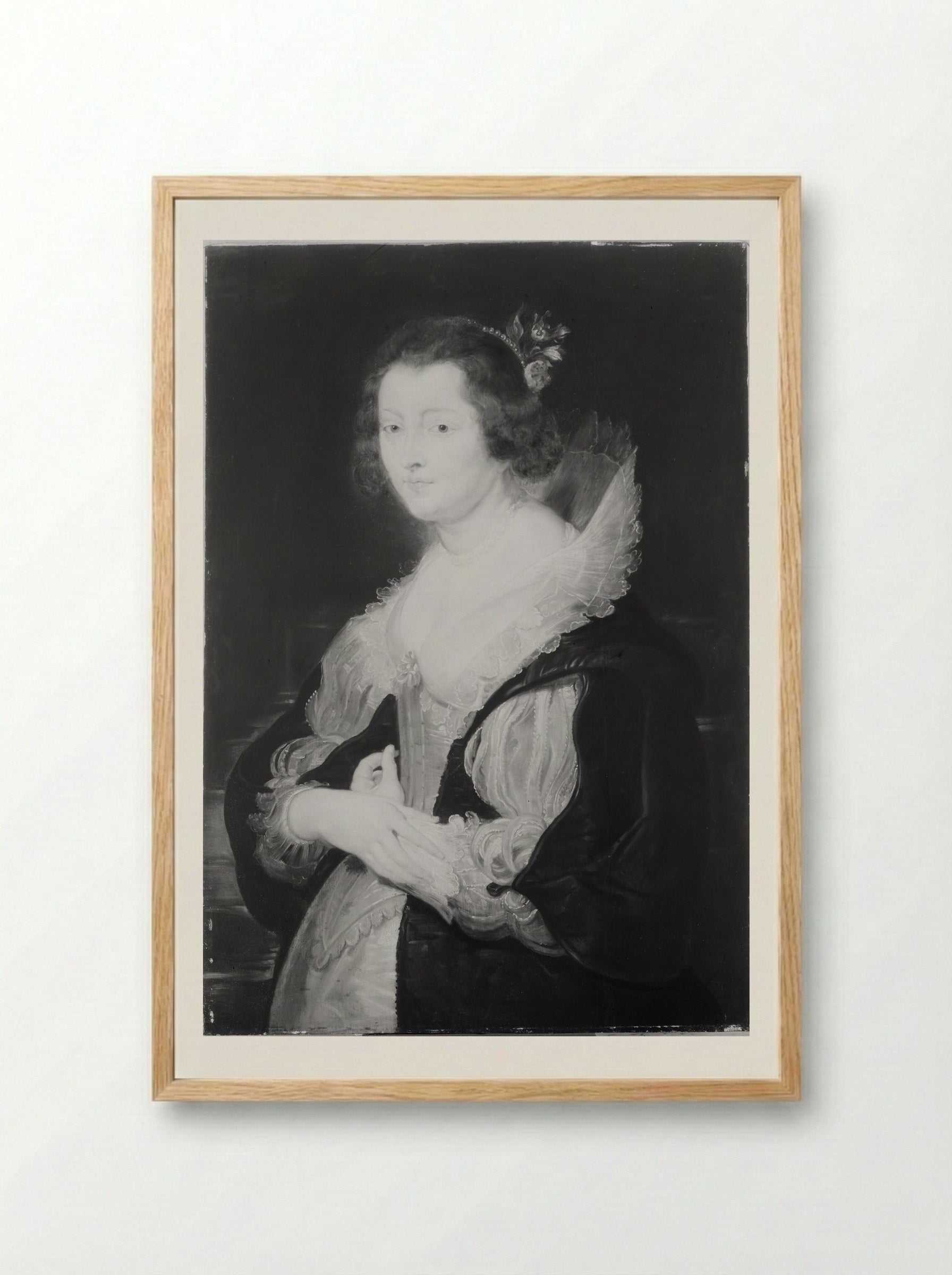 Portrait of a Lady (probably Helene Fourment) - Peter Paul Rubens - Framed Print Wood