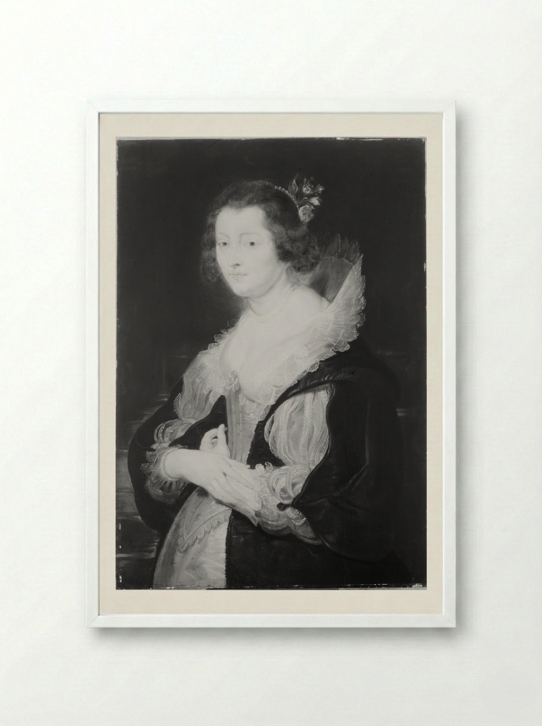 Portrait of a Lady (probably Helene Fourment) - Peter Paul Rubens - Framed Print White