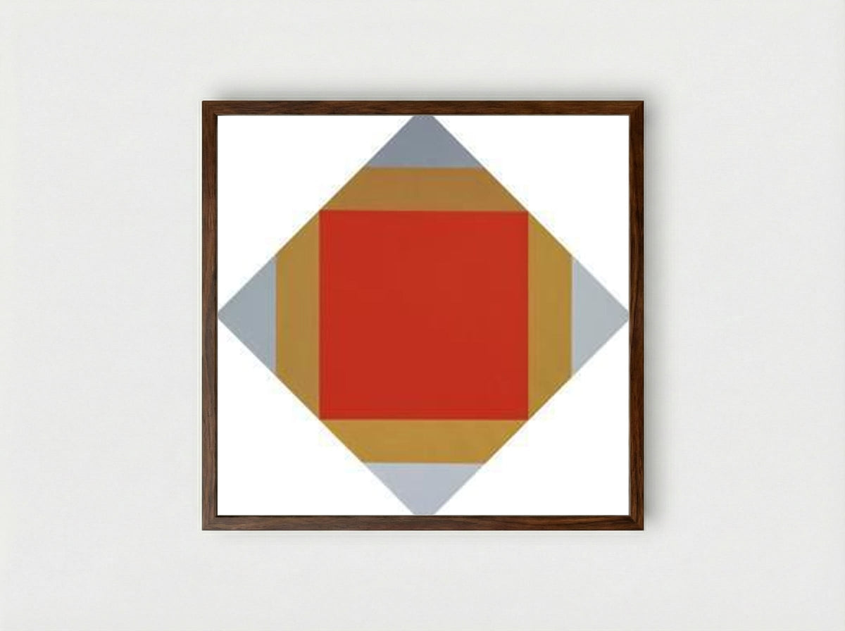 Red Nuclear - Max Bill - Framed Print Dark Wood
