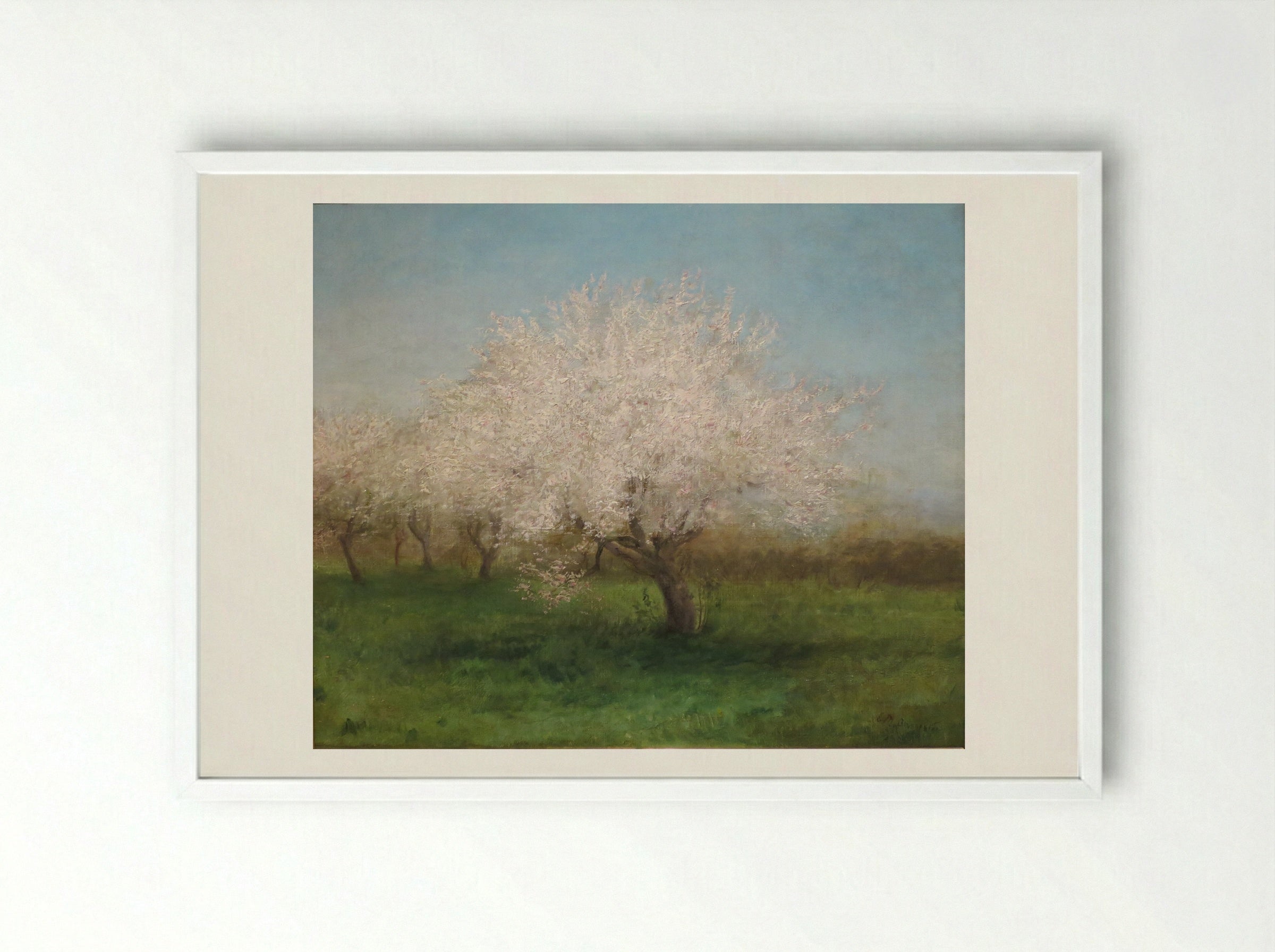 Apple Trees in a Meadow - Edward Mitchell Bannister - Framed Print White