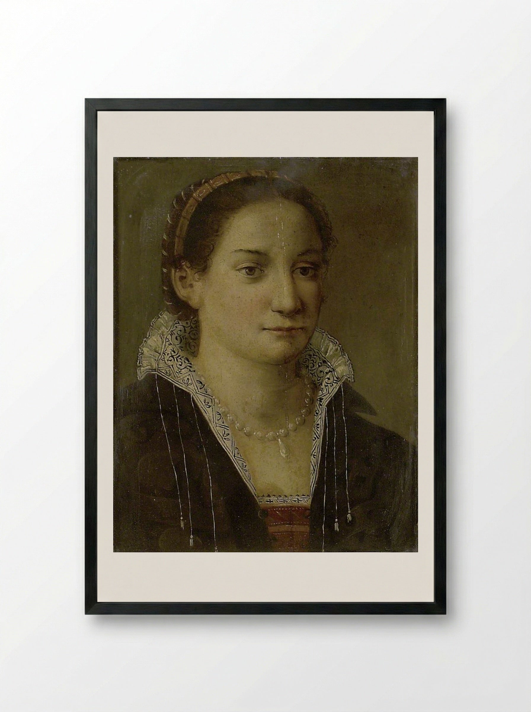 Portrait of a Woman - Agnolo Bronzino - Framed Print Black