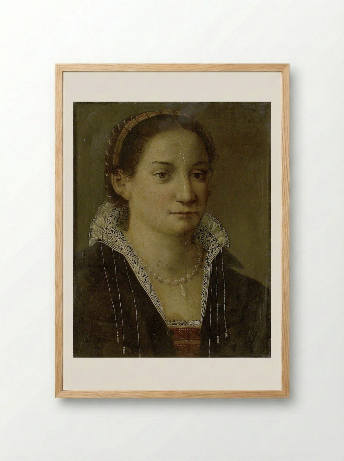 Portrait of a Woman - Agnolo Bronzino - Framed Print Wood