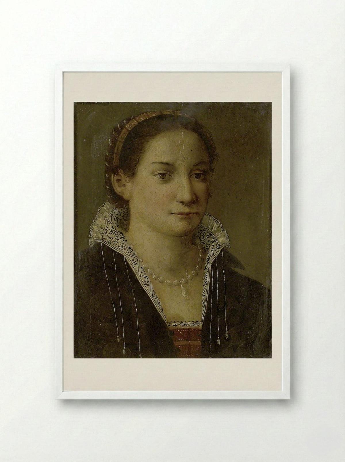 Portrait of a Woman - Agnolo Bronzino - Framed Print White