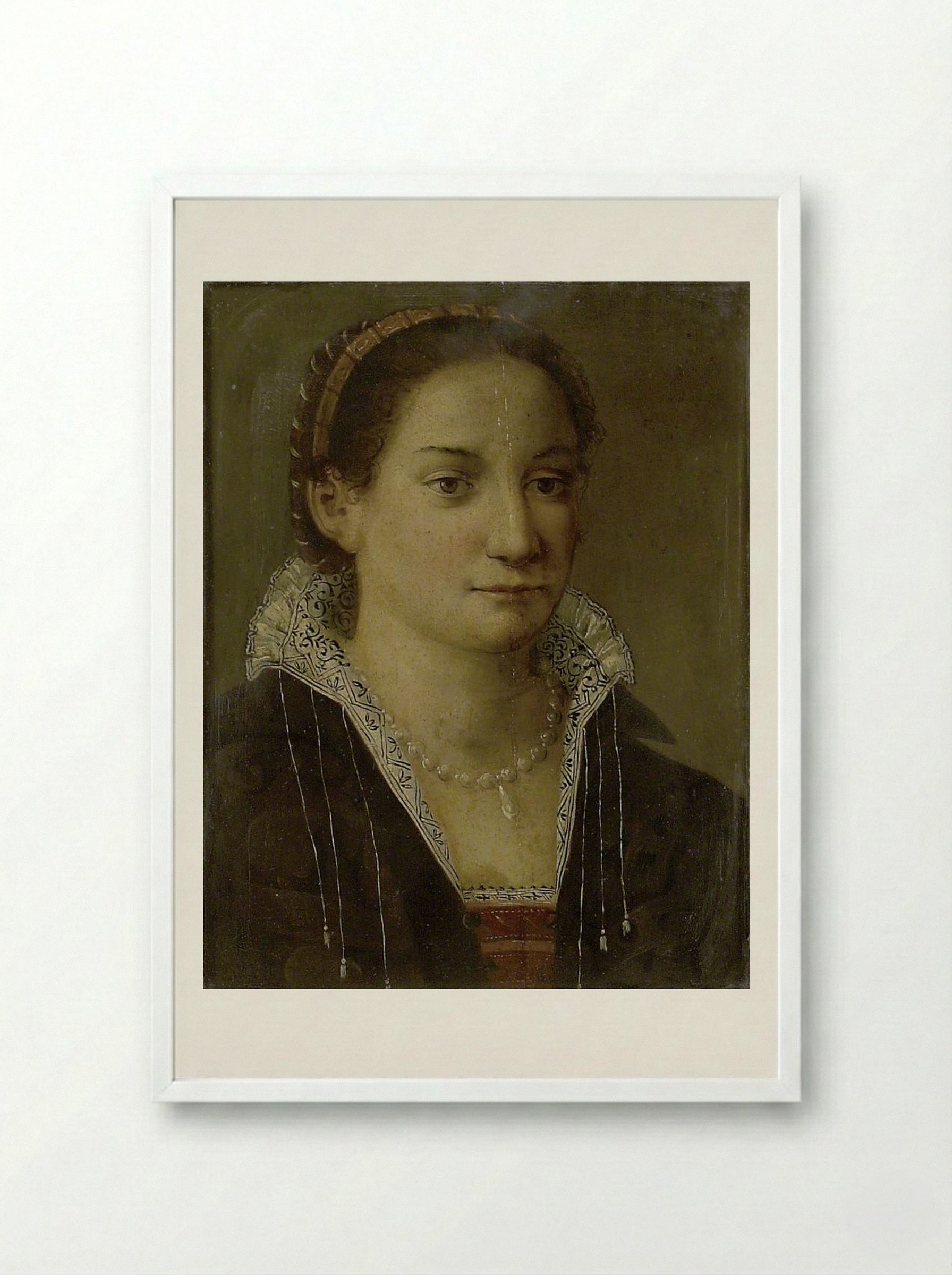 Portrait of a Woman - Agnolo Bronzino - Framed Print White
