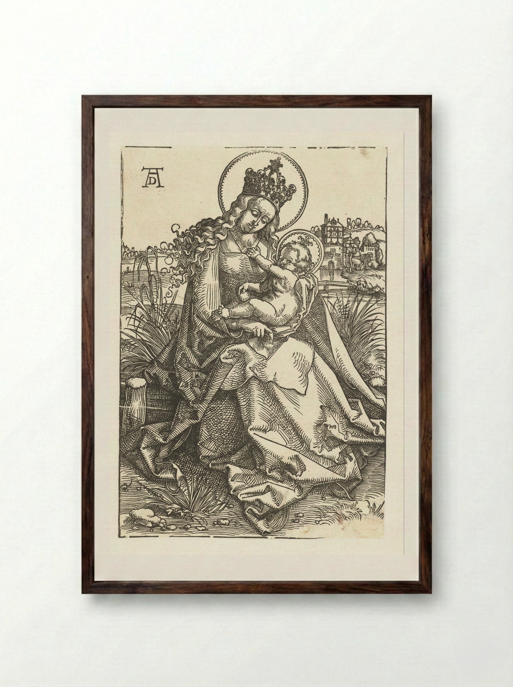 Virgin and Child in a Landscape - Hans Baldung Grien - Framed Print Dark Wood