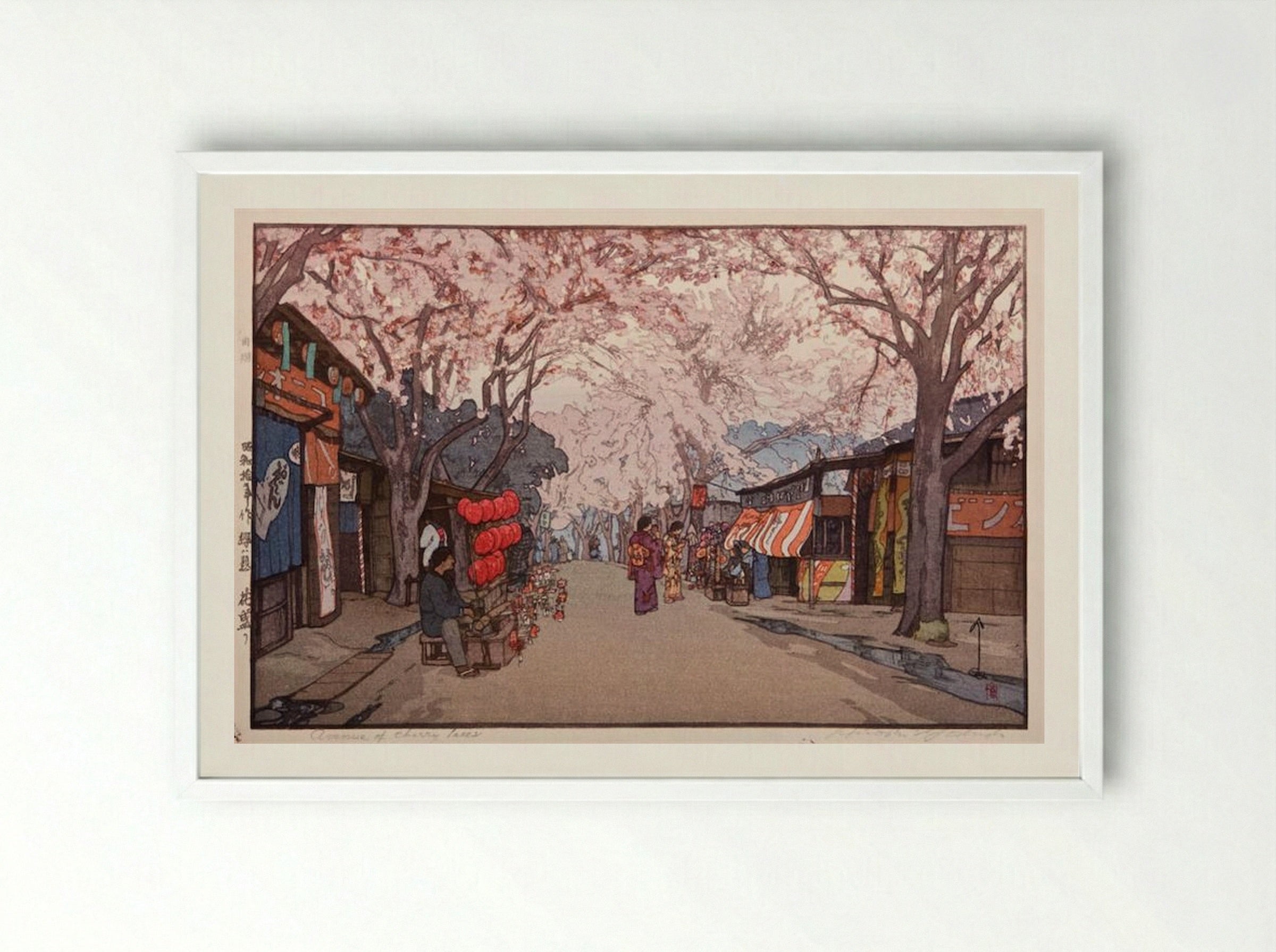 Avenue of Cherry Trees - Hiroshi Yoshida - Framed Print White