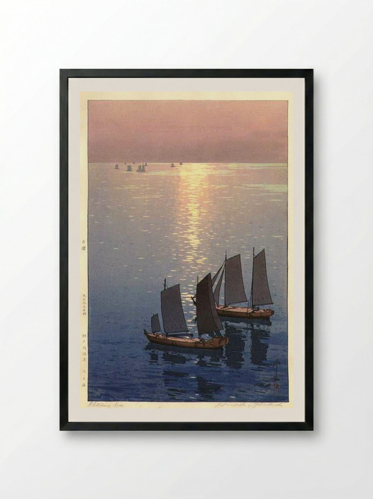 Glittering Sea - Hiroshi Yoshida - Framed Print Black