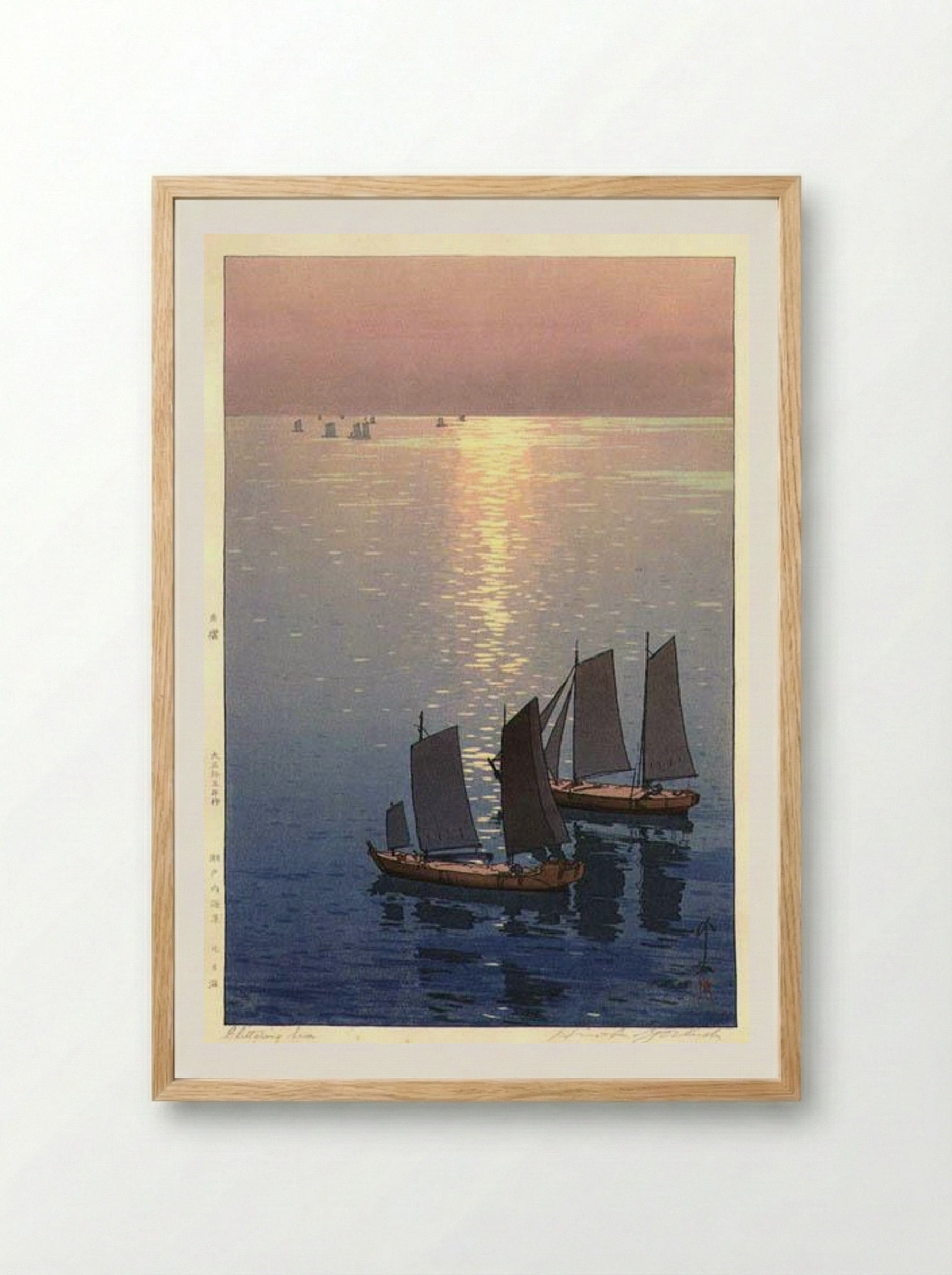 Glittering Sea - Hiroshi Yoshida - Framed Print Wood