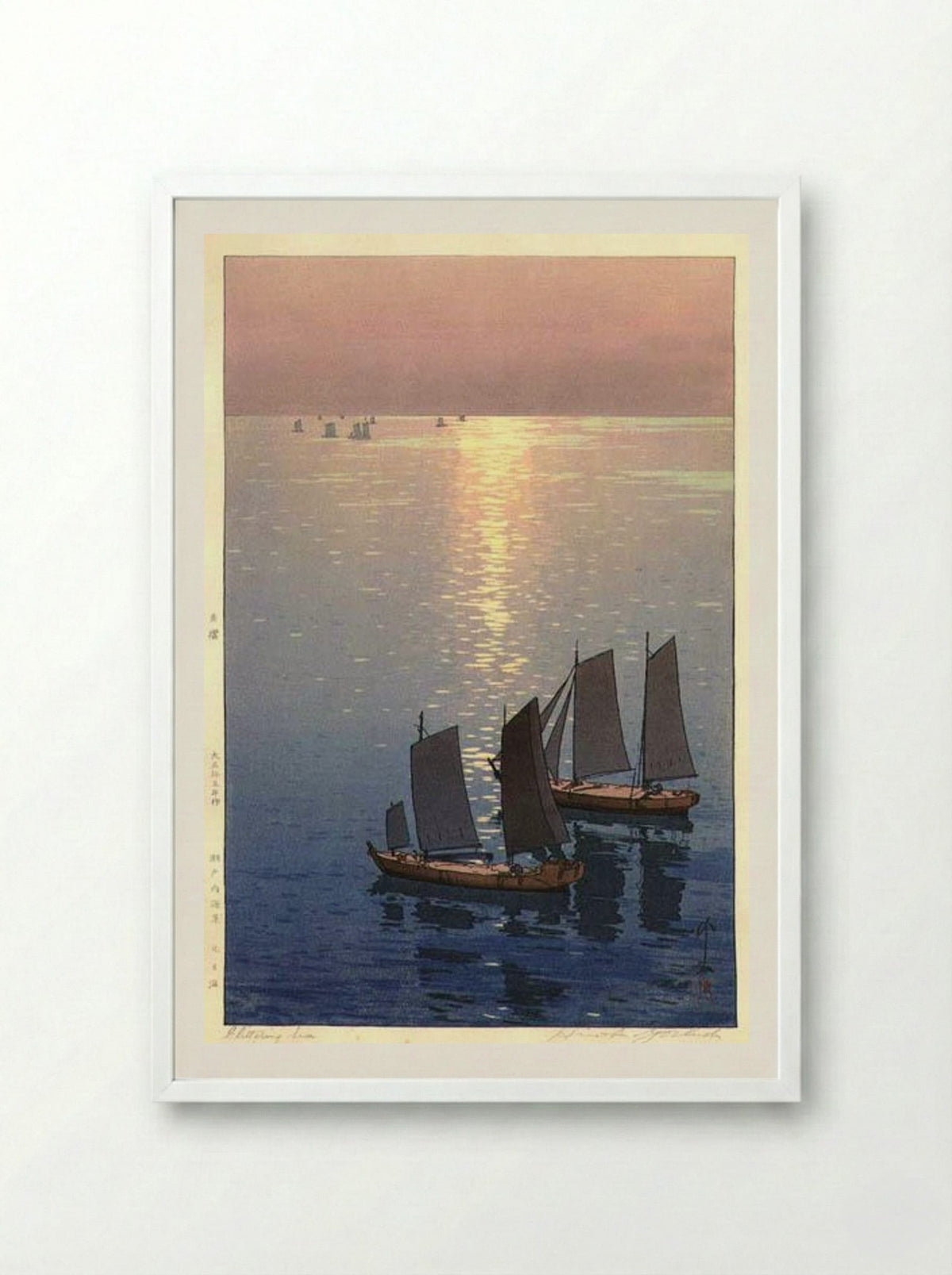 Glittering Sea - Hiroshi Yoshida - Framed Print White
