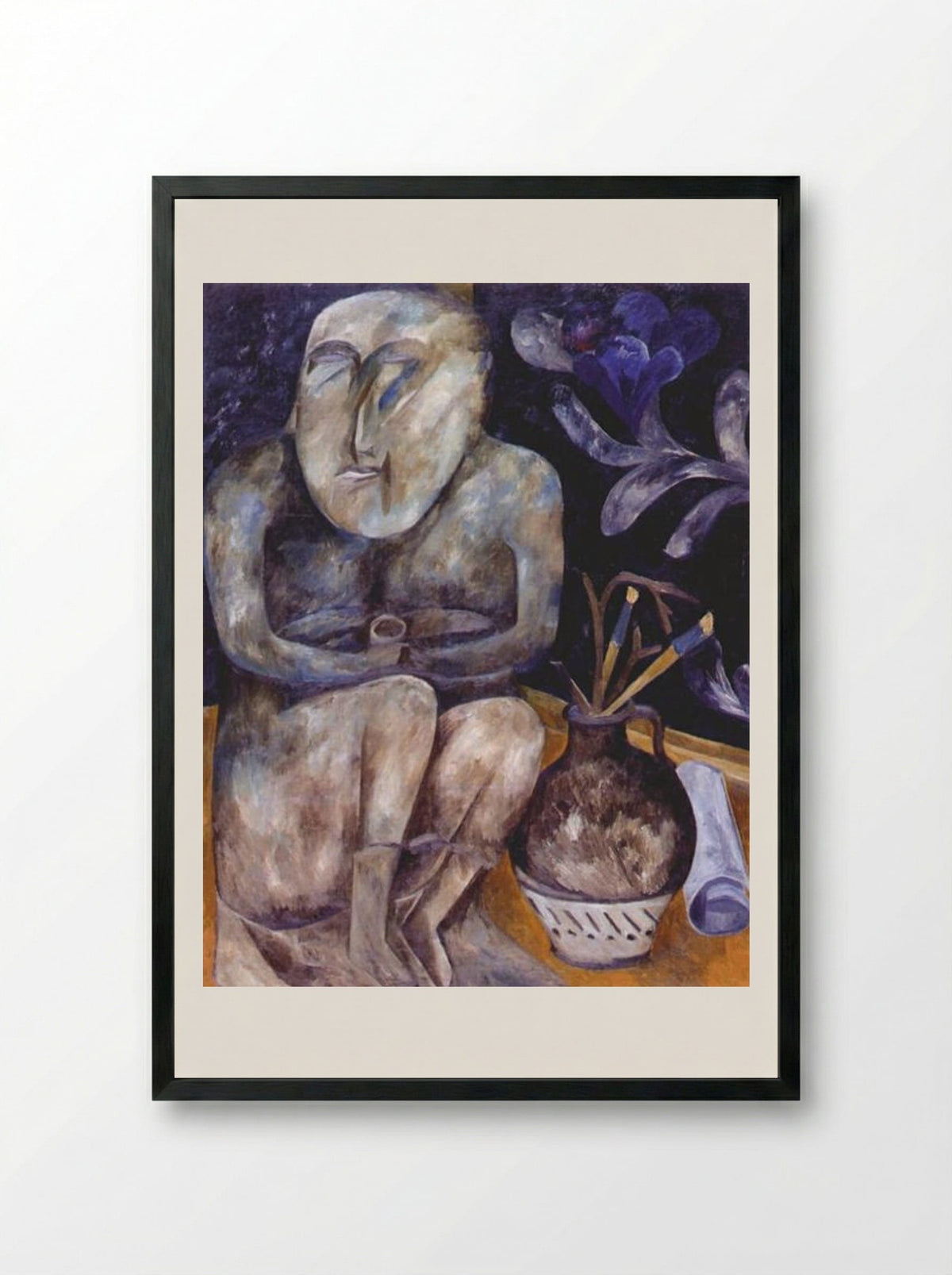 Stone Maiden (Still Life) - Natalia Goncharova - Framed Print Black