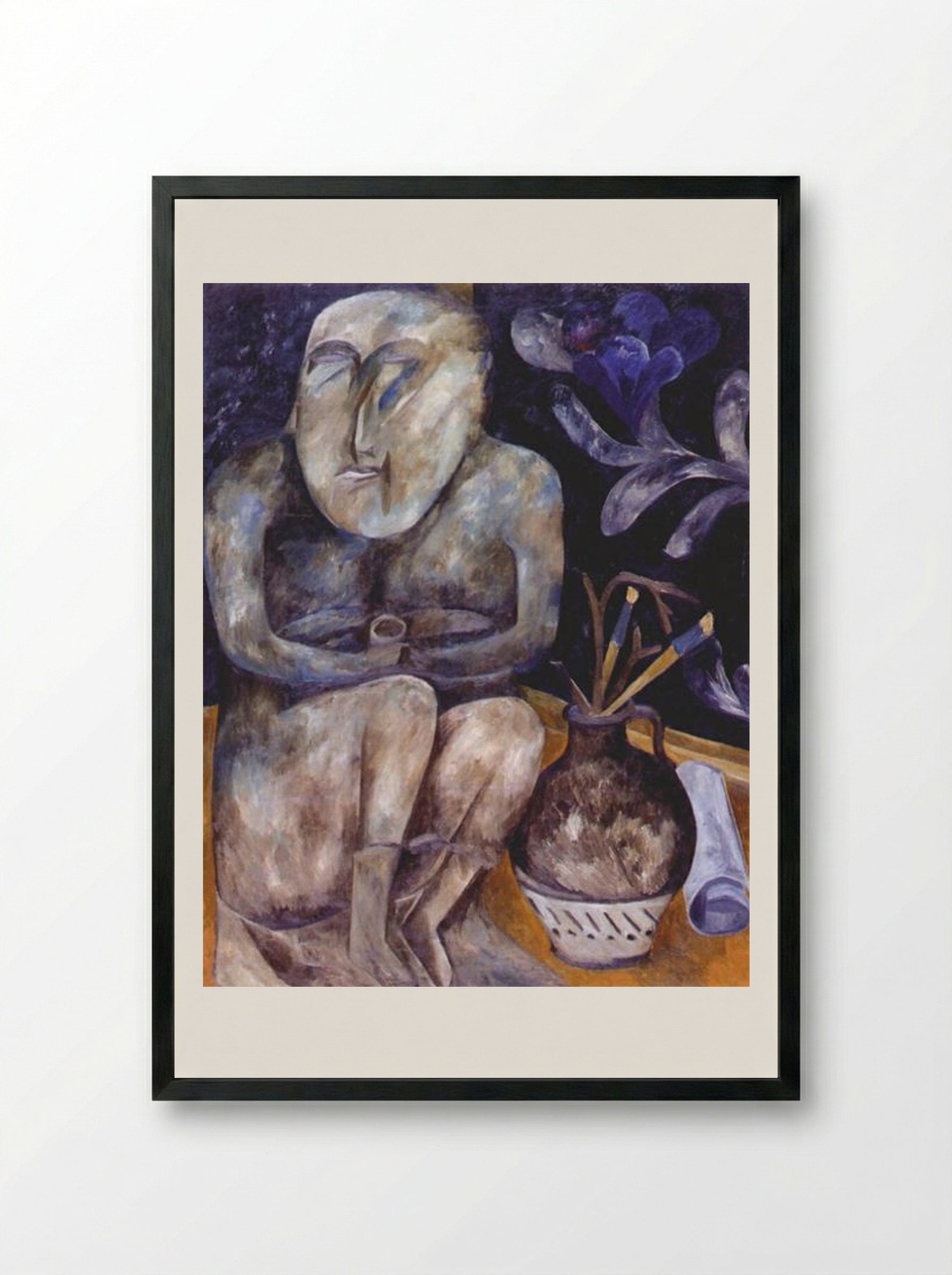 Stone Maiden (Still Life) - Natalia Goncharova - Framed Print Black