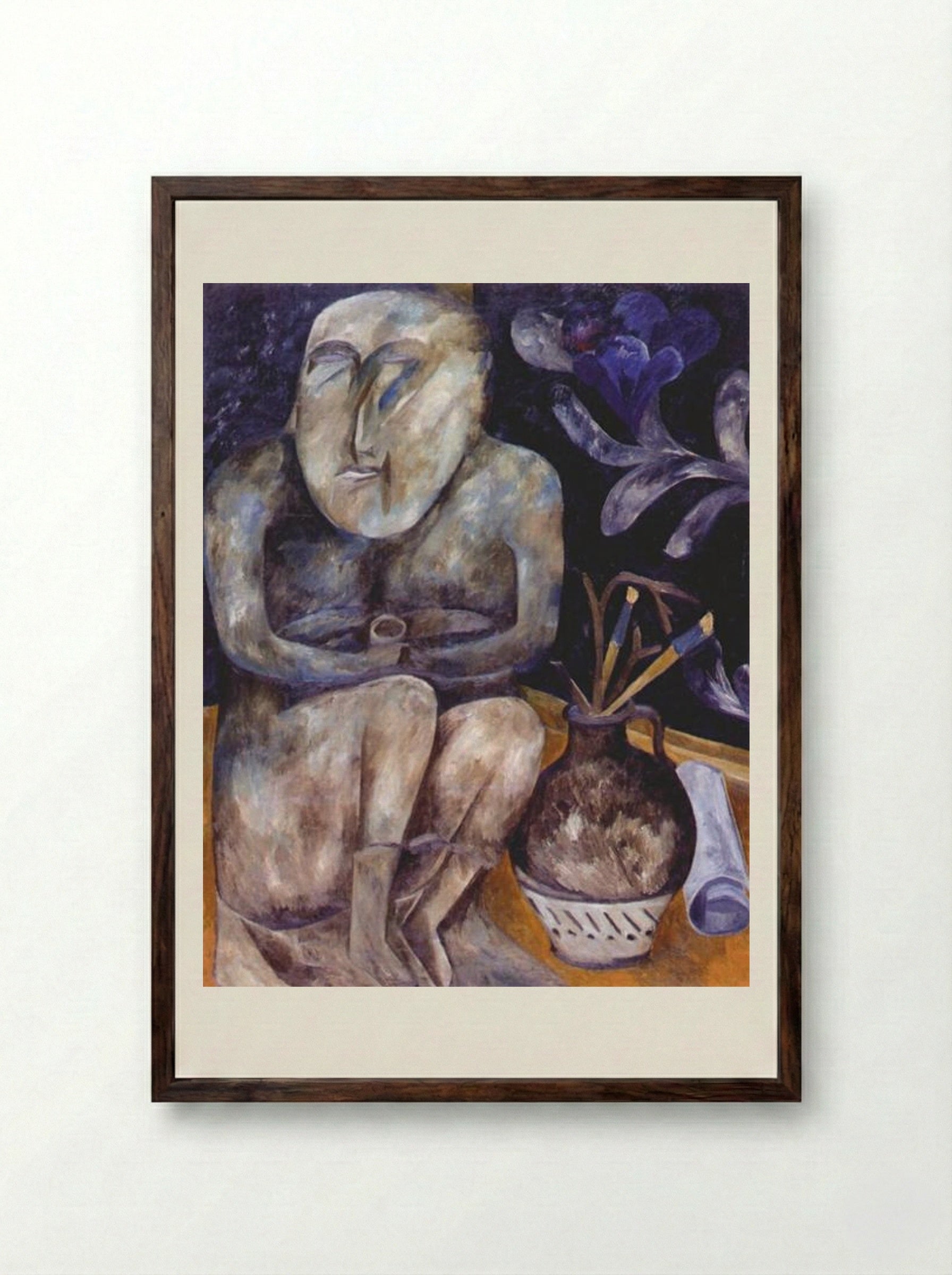 Stone Maiden (Still Life) - Natalia Goncharova - Framed Print Dark Wood