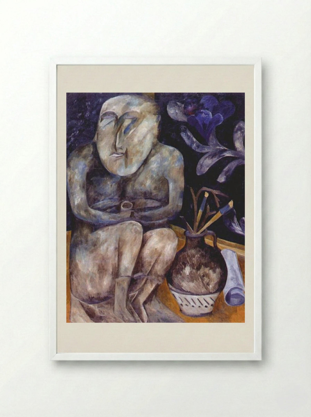 Stone Maiden (Still Life) - Natalia Goncharova - Framed Print White