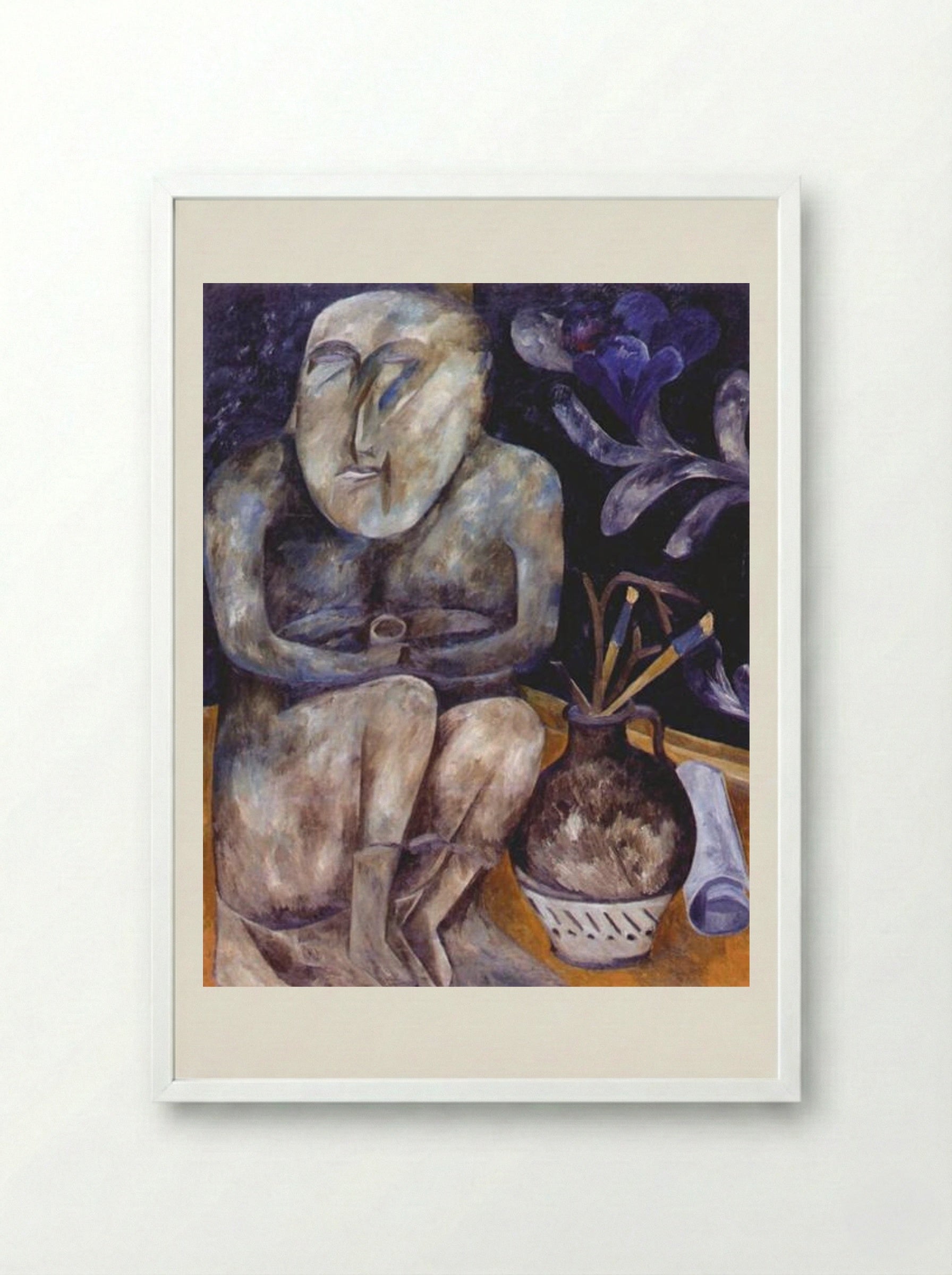 Stone Maiden (Still Life) - Natalia Goncharova - Framed Print White