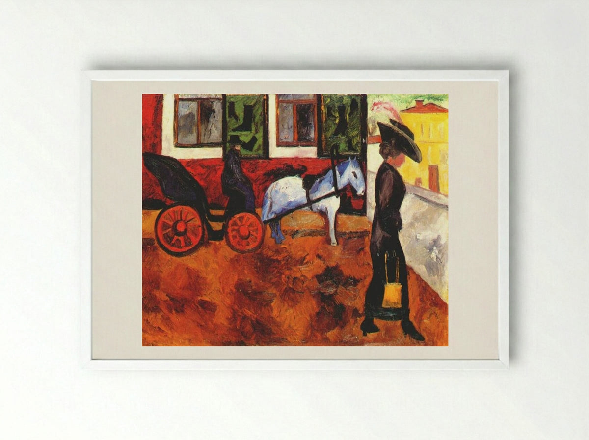 Moscow Street - Natalia Goncharova - Framed Print White
