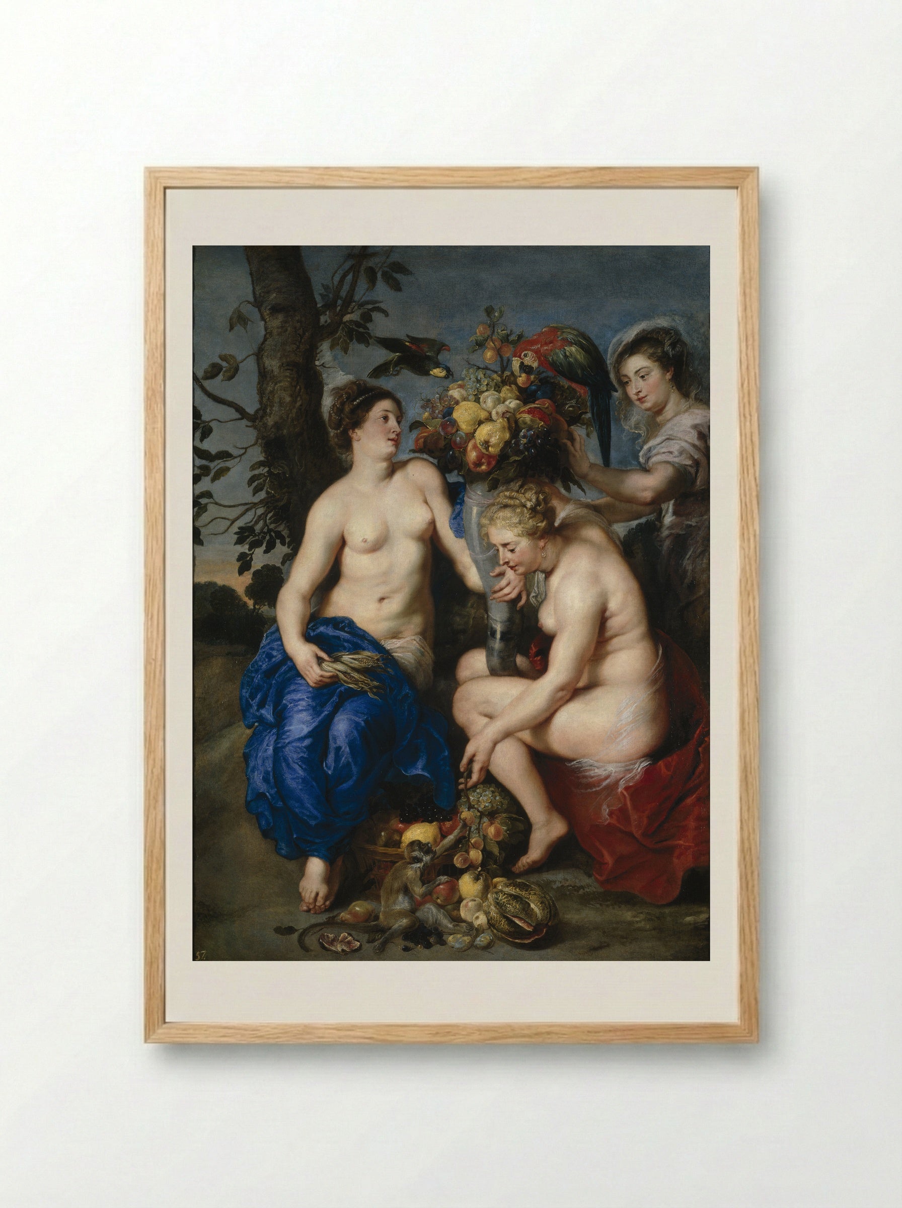 Ceres with two nymphs - Frans Snyders - Framed Print Wood